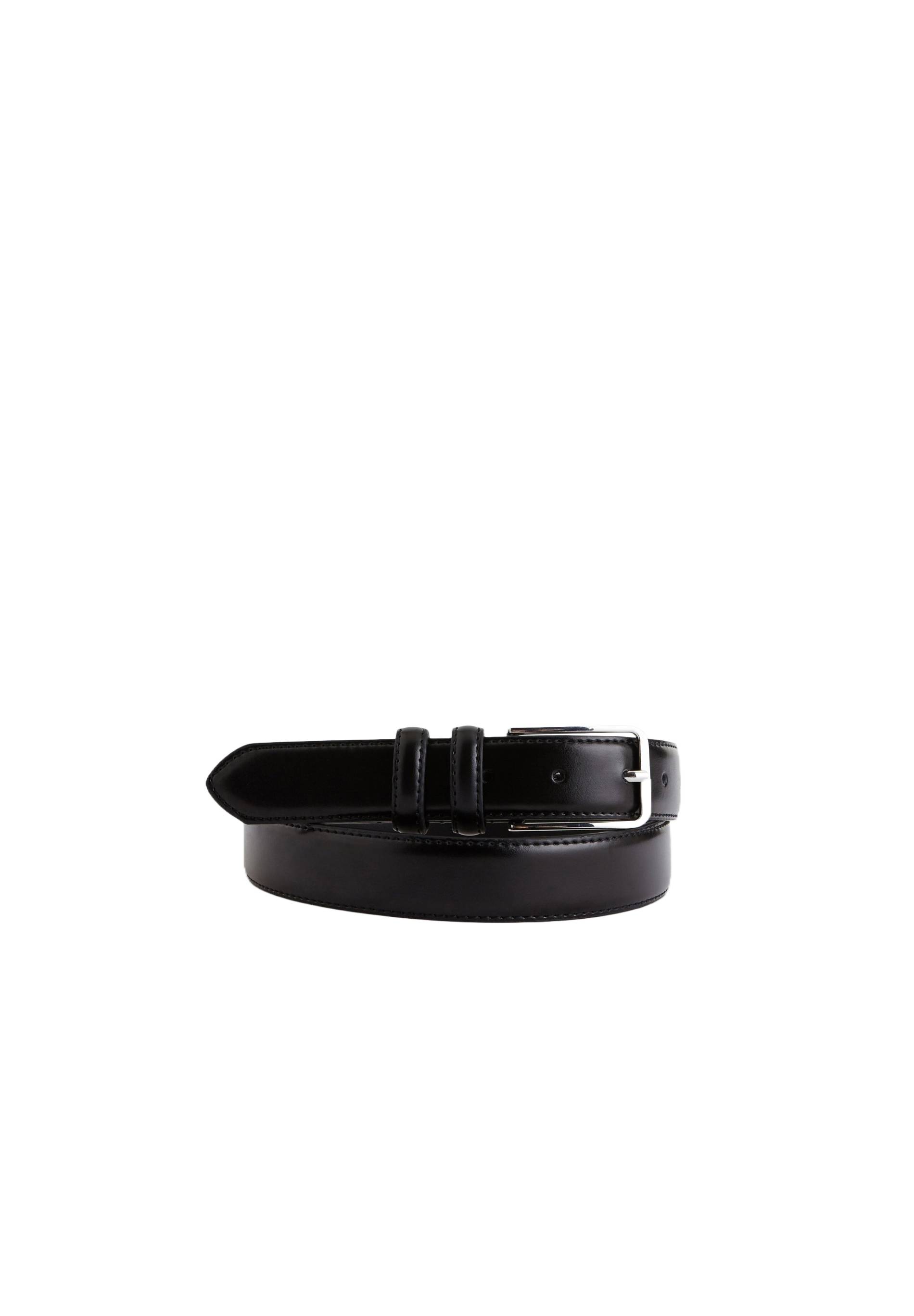 Ceinture unie, Cuir lisse Responsable, Noir, large image number 2