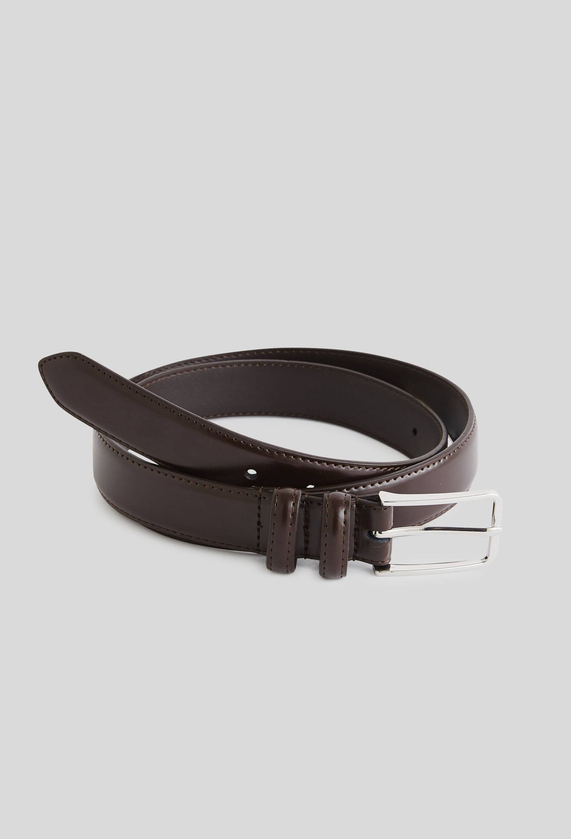 Ceinture unie, Cuir lisse Responsable, Brun, large image number 0