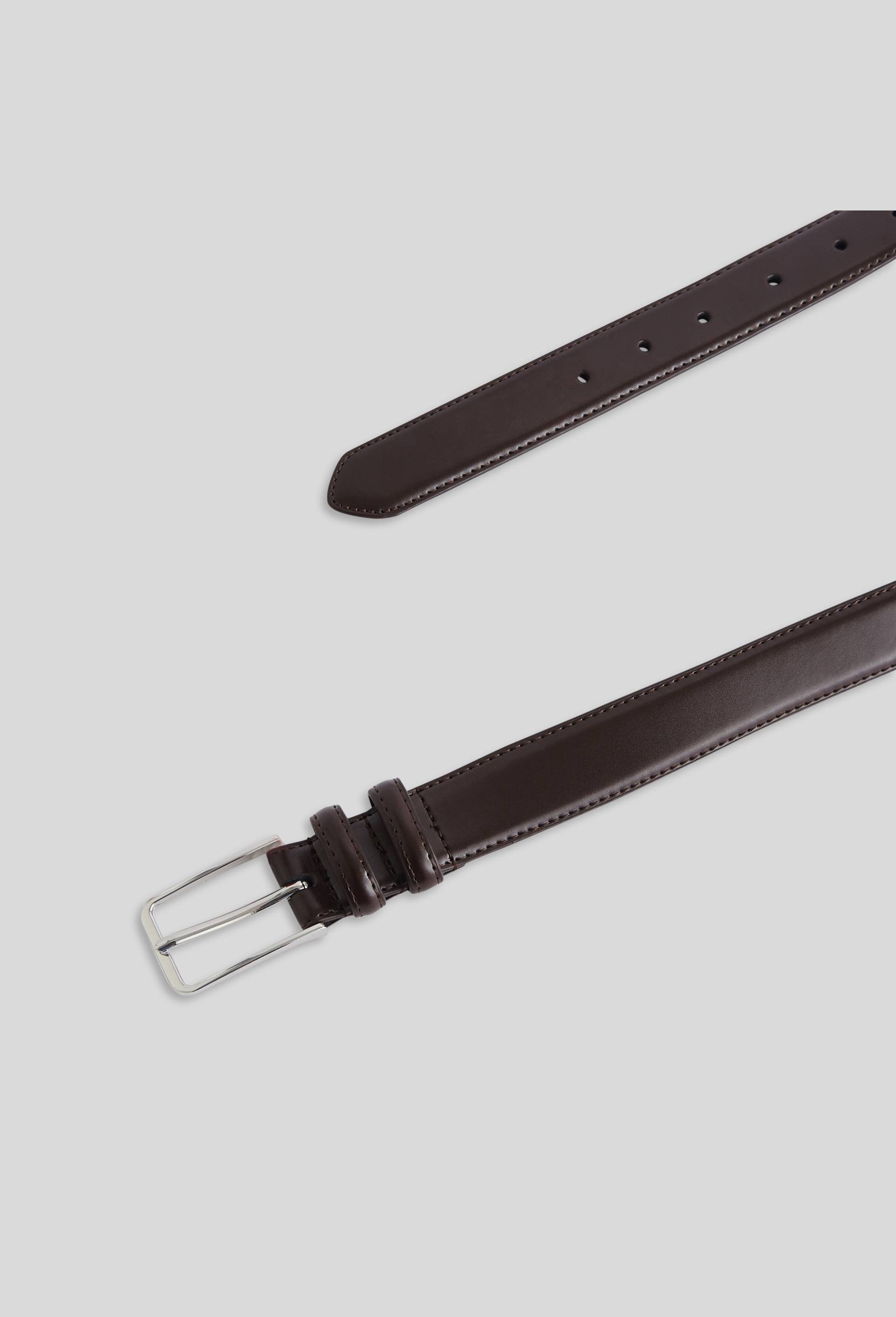 Ceinture unie, Cuir lisse Responsable, Brun, large image number 1