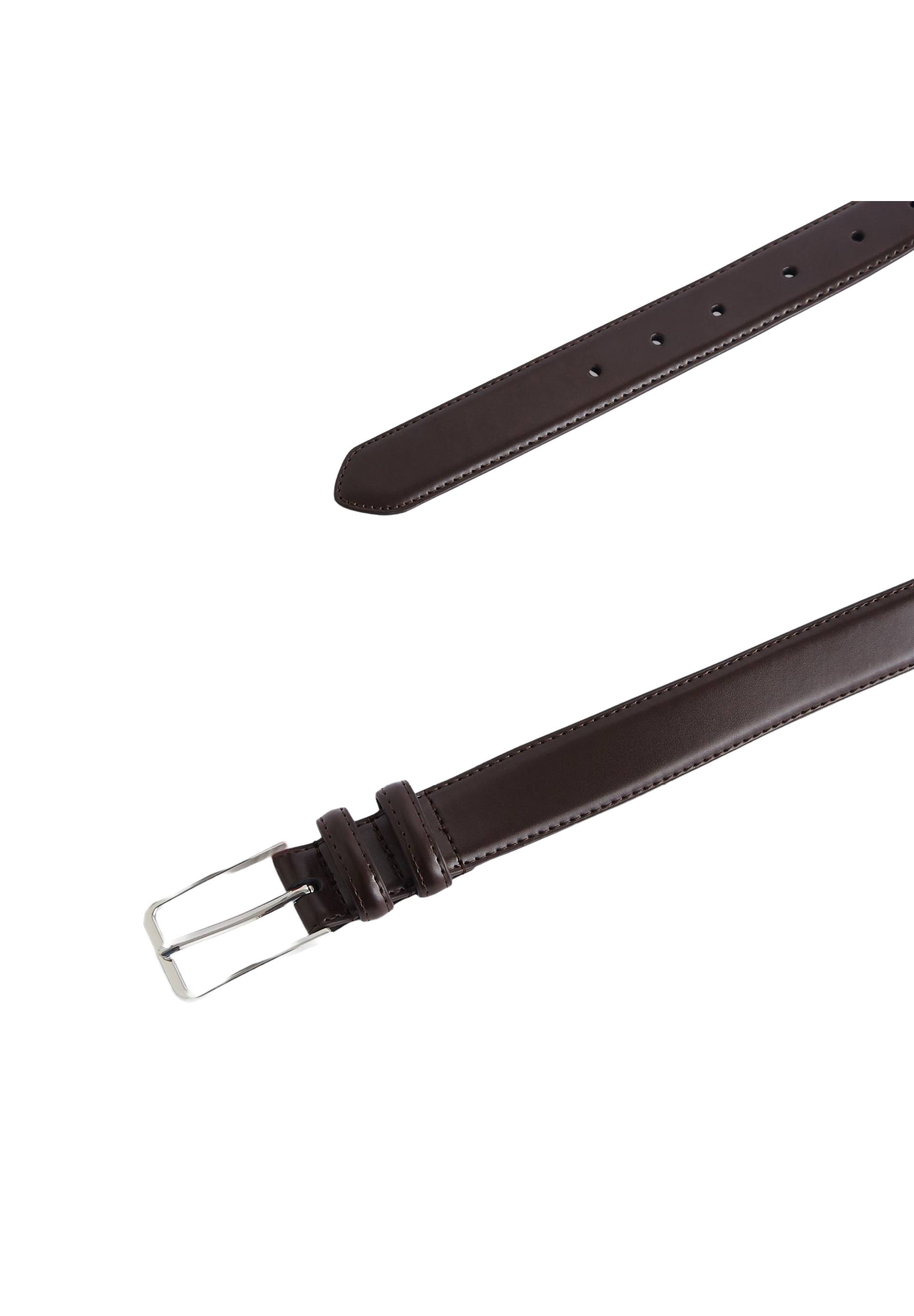 Ceinture unie, Cuir lisse Responsable, Brun, large image number 3