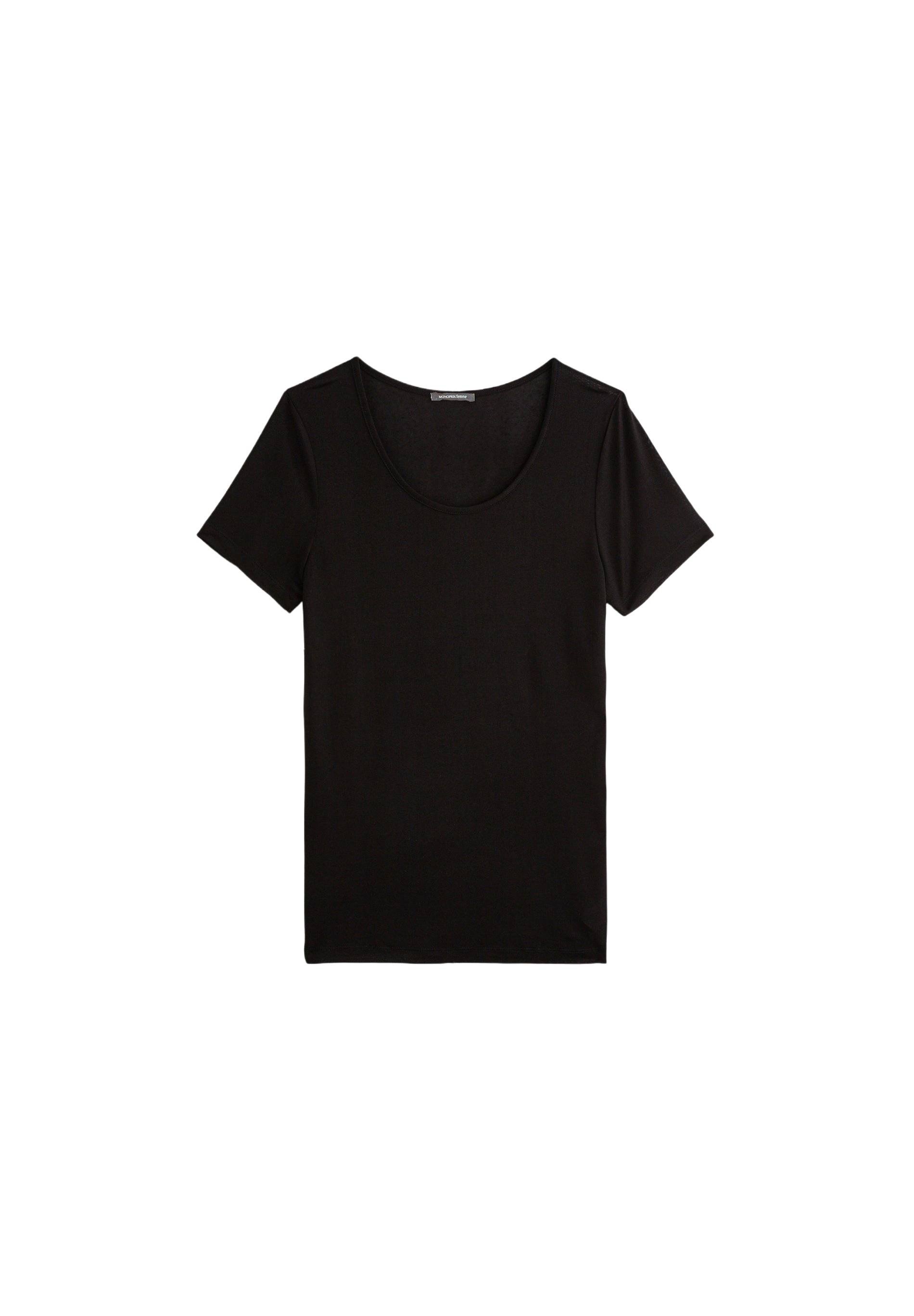 Tshirt manches courtes contenant de la soie, Noir, large image number 5