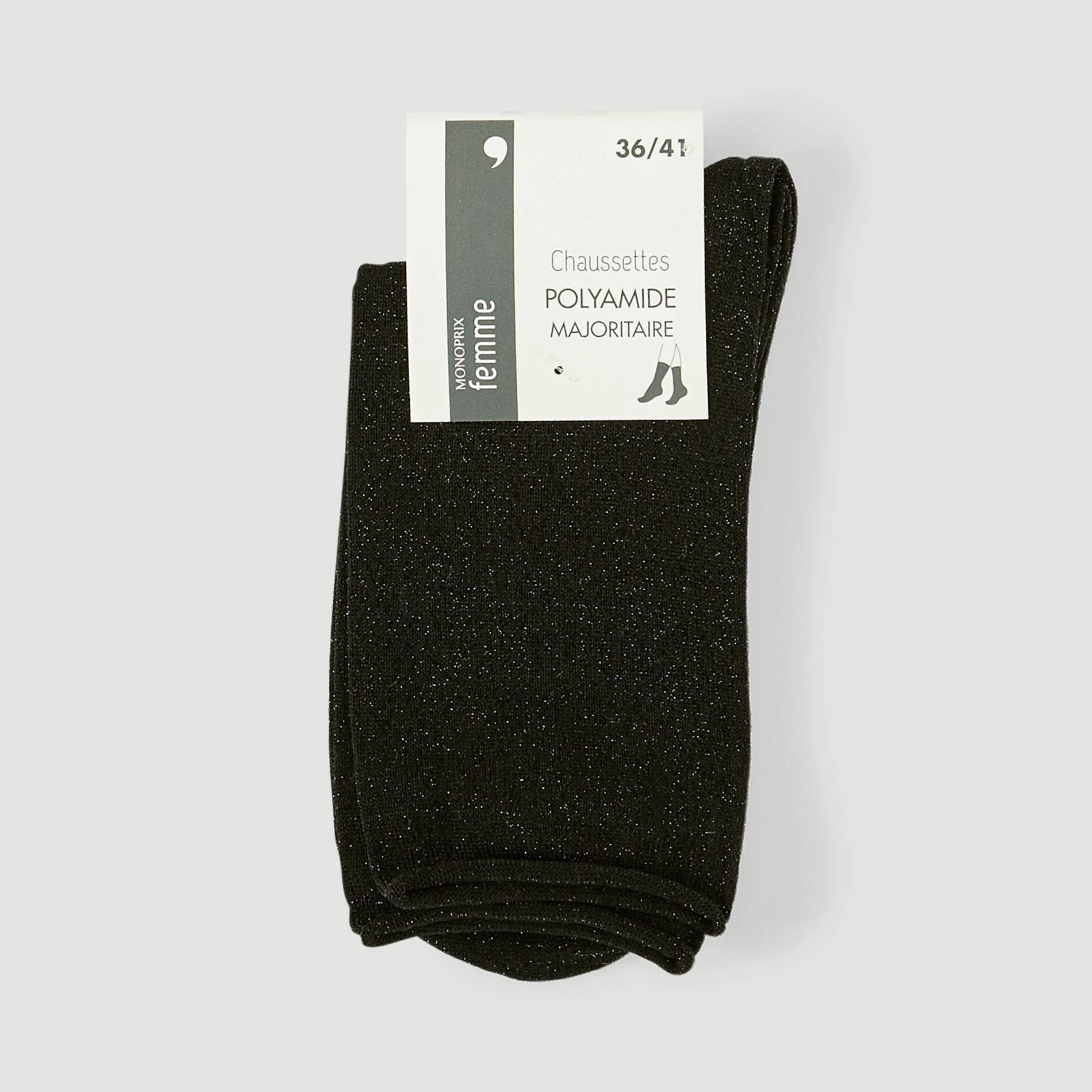 Chaussettes lurex, Noir, large image number 0