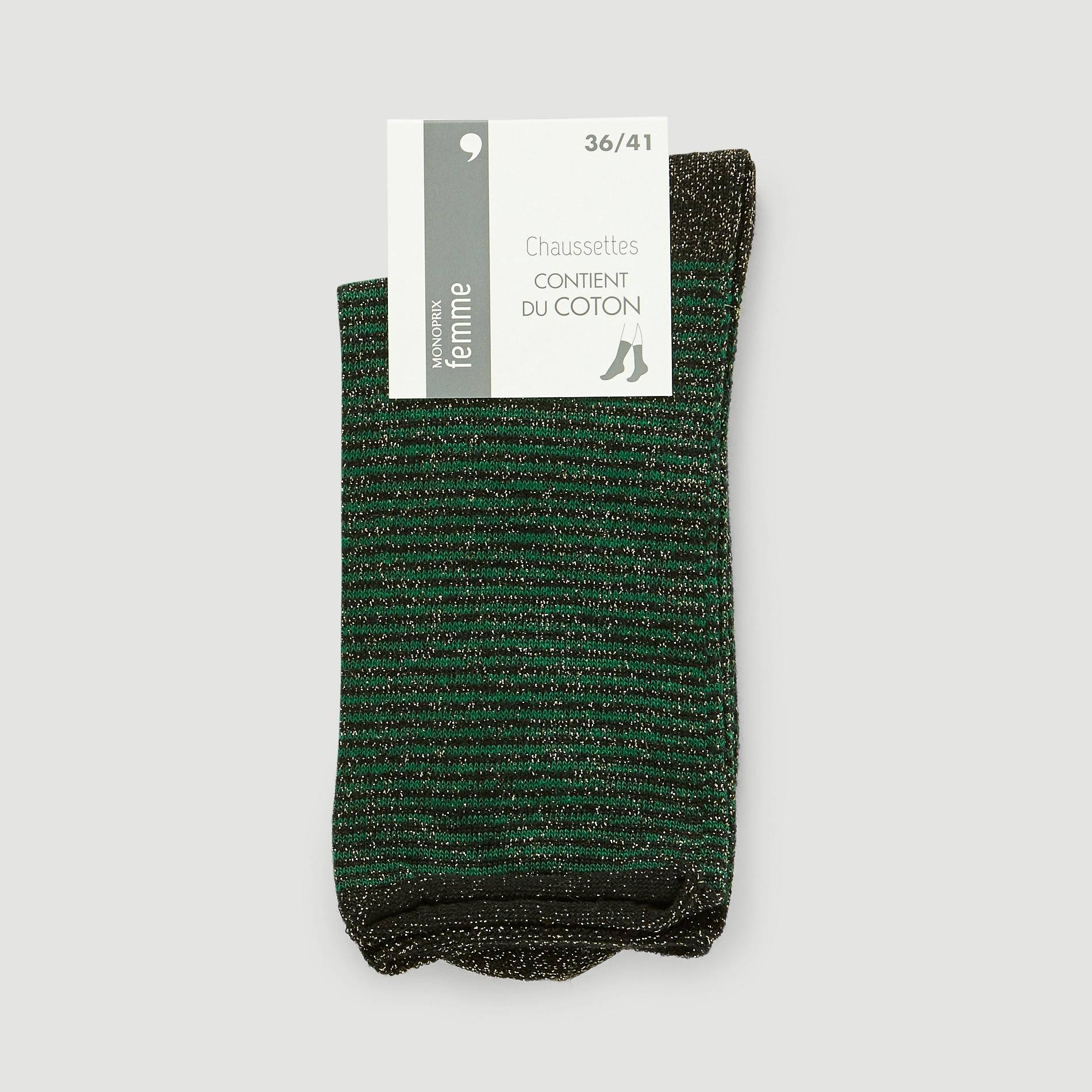 Chaussettes rayées, Vert, large image number 0
