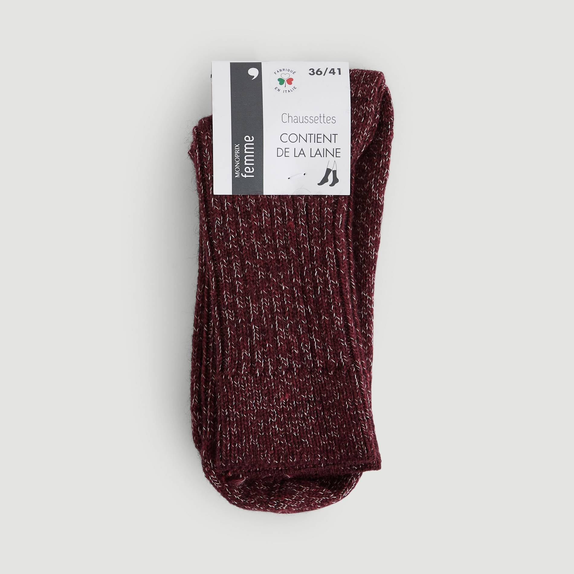 Chaussettes lainage, Bordeaux, large image number 0