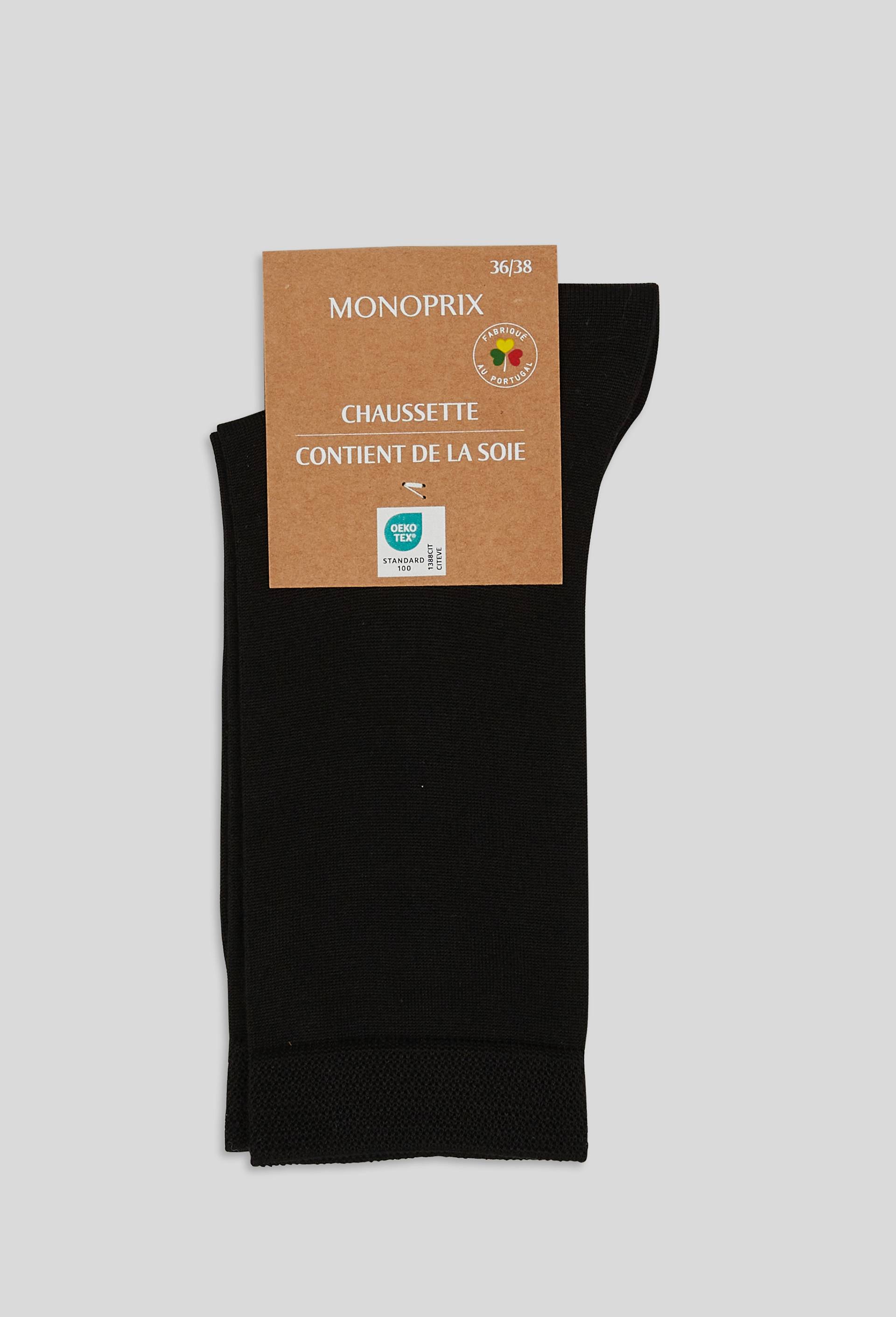 Paire de chaussettes contenant de la soie, Noir, large image number 1