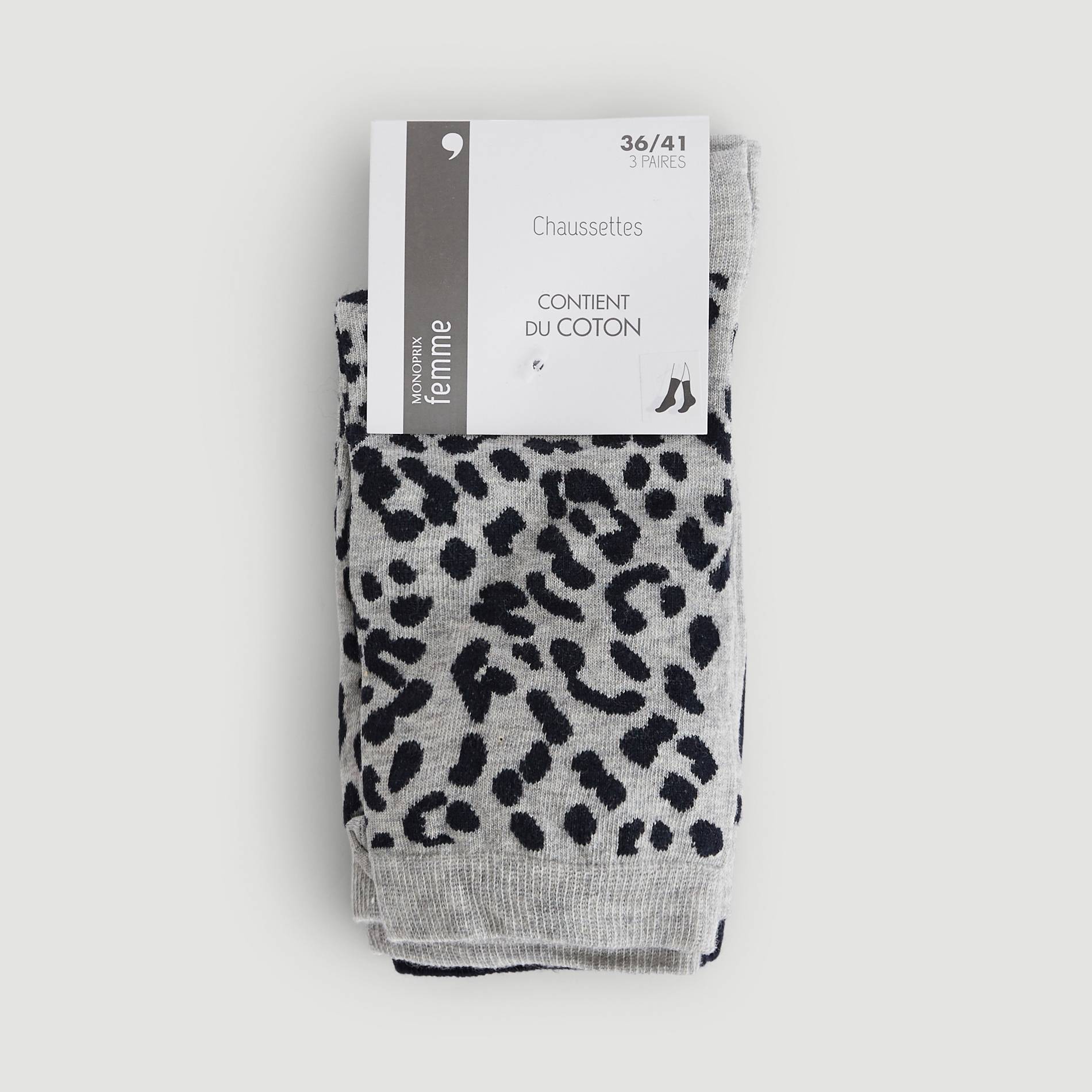 Chaussettes léopard, Gris, large image number 0