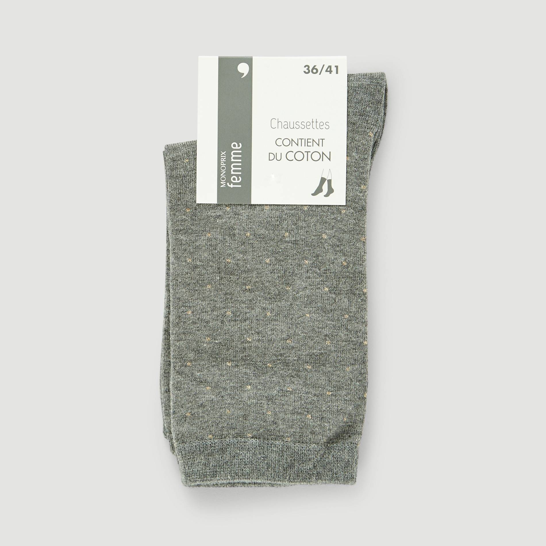 Chaussette plumetis brillant, Gris, large image number 0.0