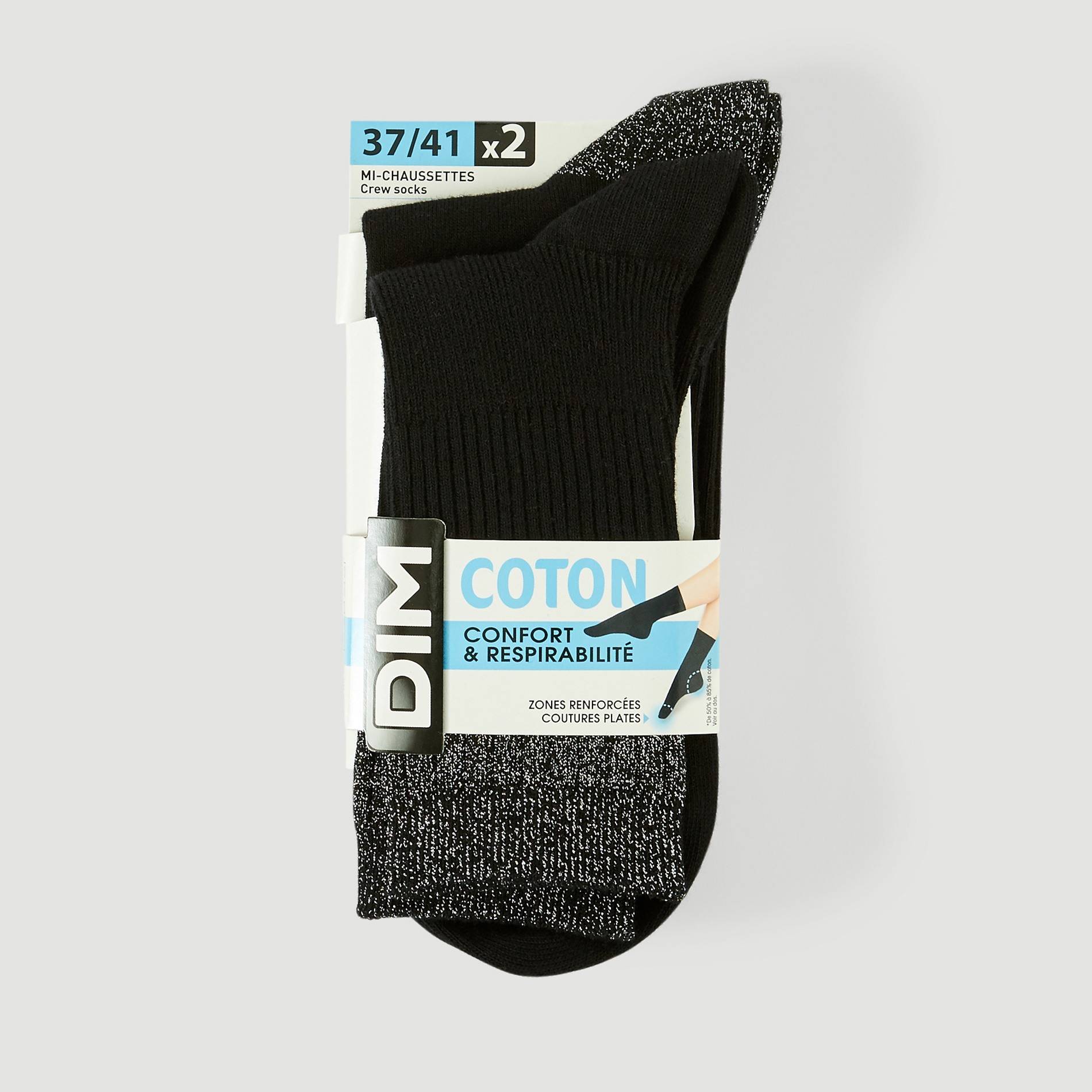 Mi-chaussettes lurex, Noir, large image number 0