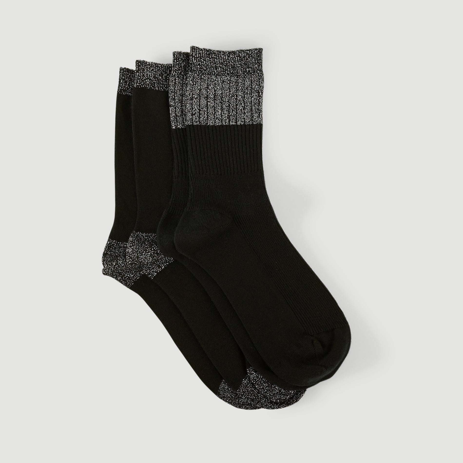 Mi-chaussettes lurex, Noir, large image number 1