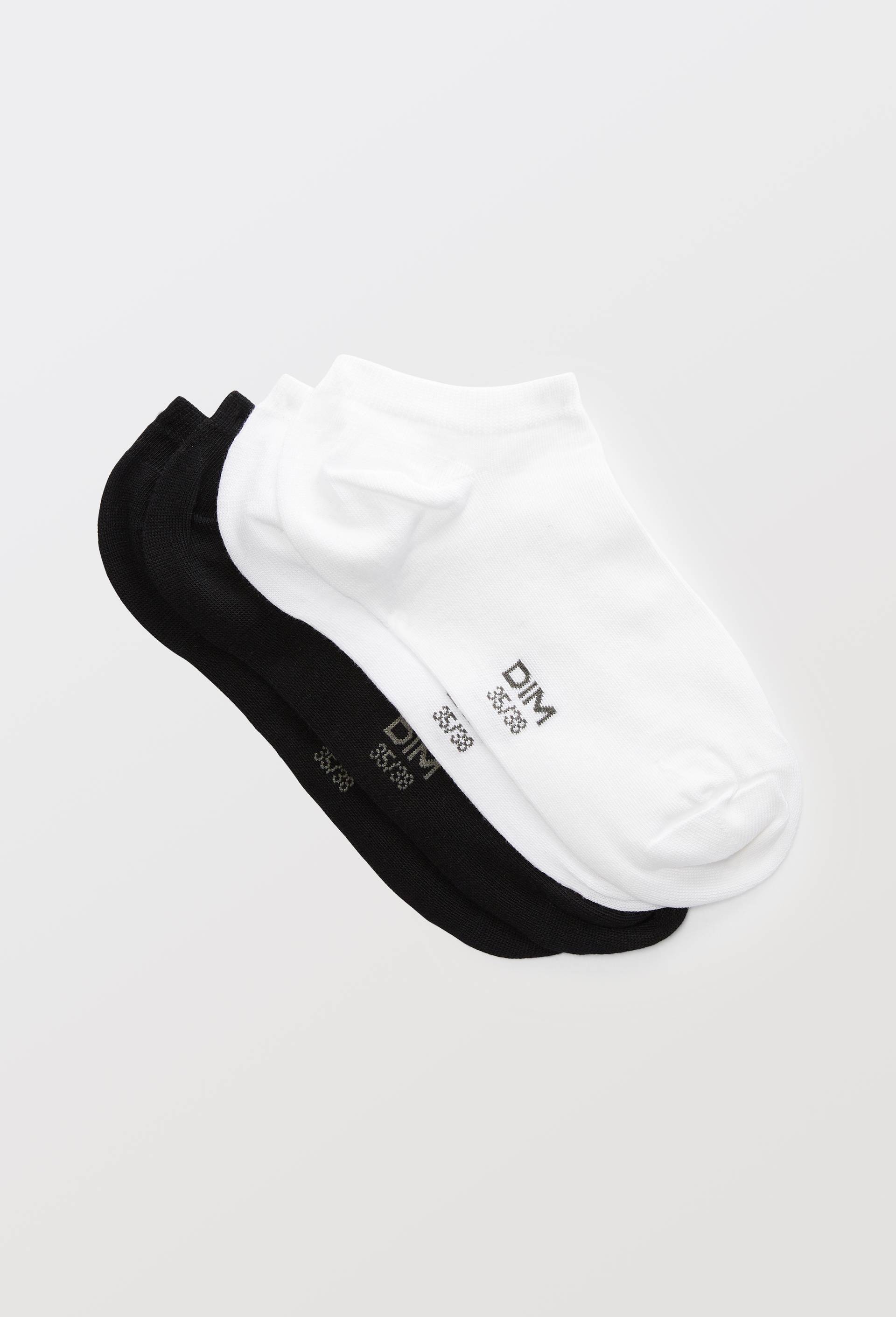 Lot de 2 paires de mini-socquettes en coton DIM, Blanc, large image number 0.0