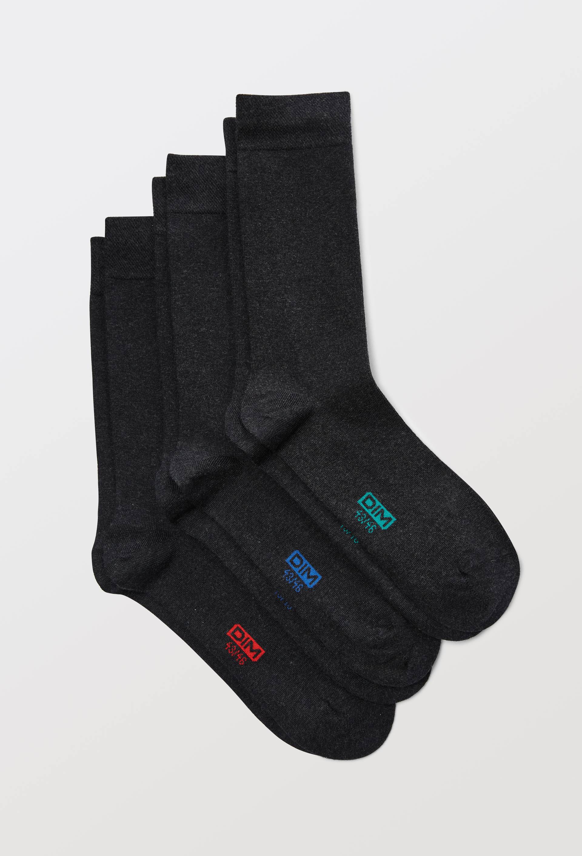 Lot de 3 paires de chaussettes en coton DIM, Gris fonc&eacute;, swatch image