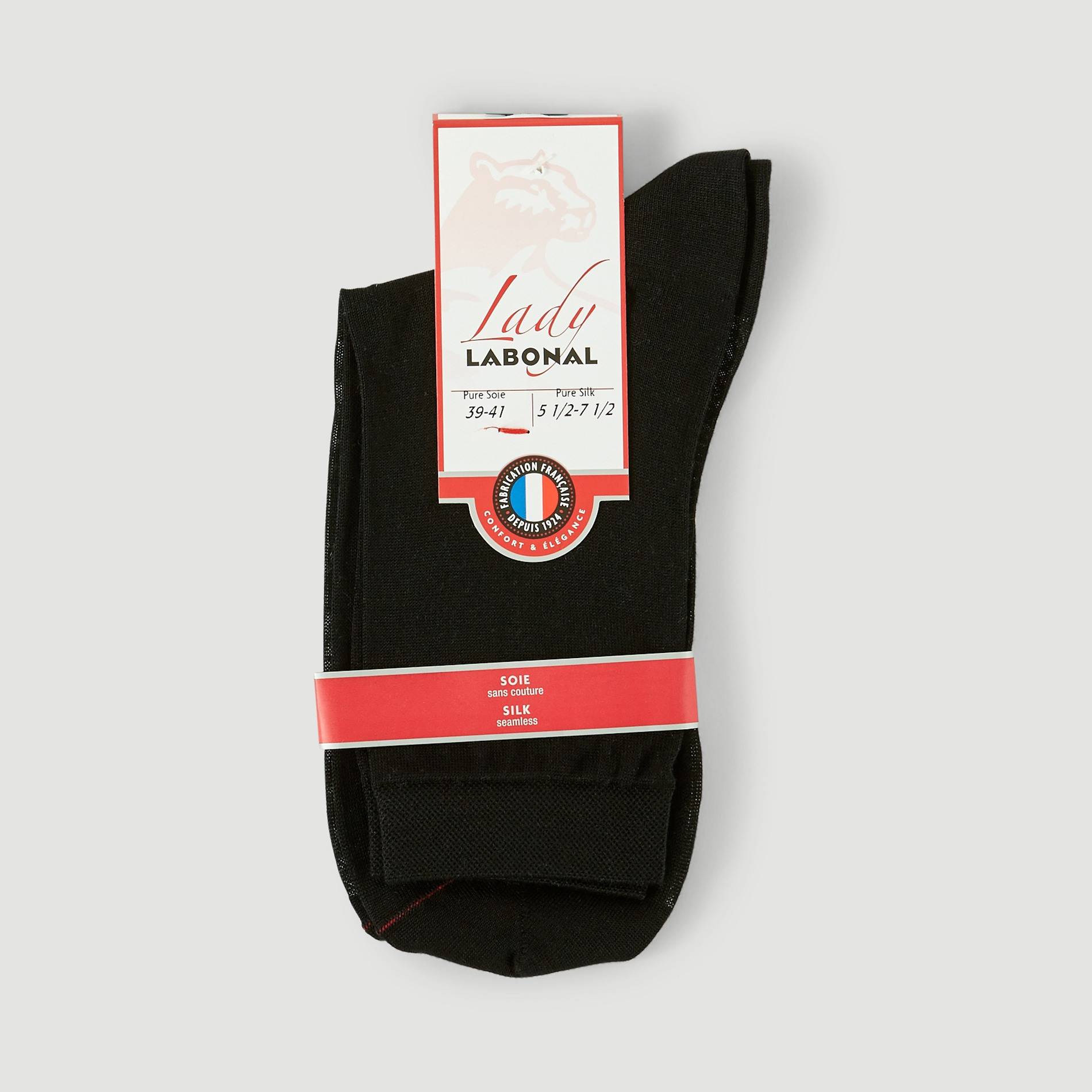 Mi-chaussette unie jersey soie, Noir, large image number 0.0