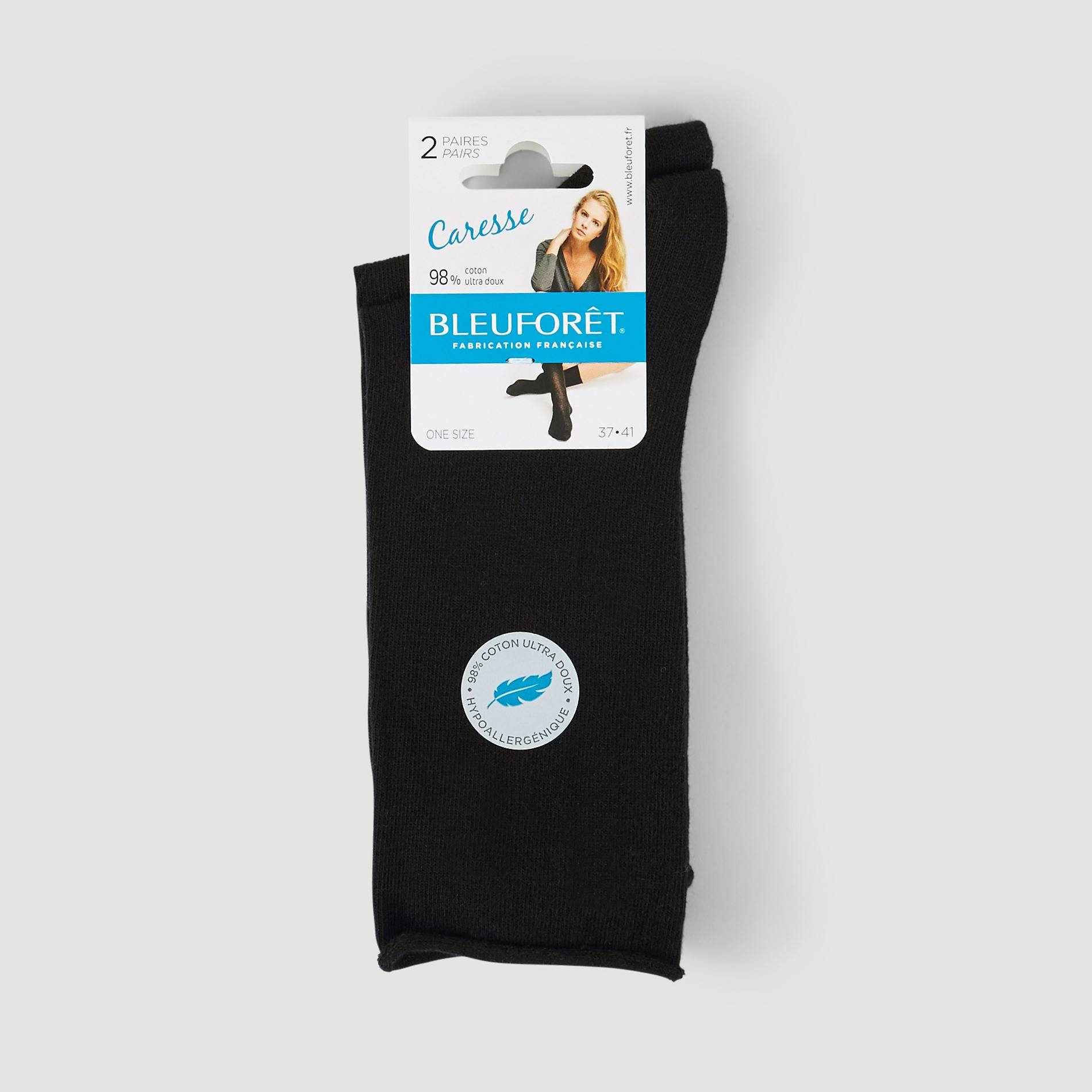 Lot de 2 paires de chaussettes en coton Bleufor&ecirc;t, Noir, large image number 0