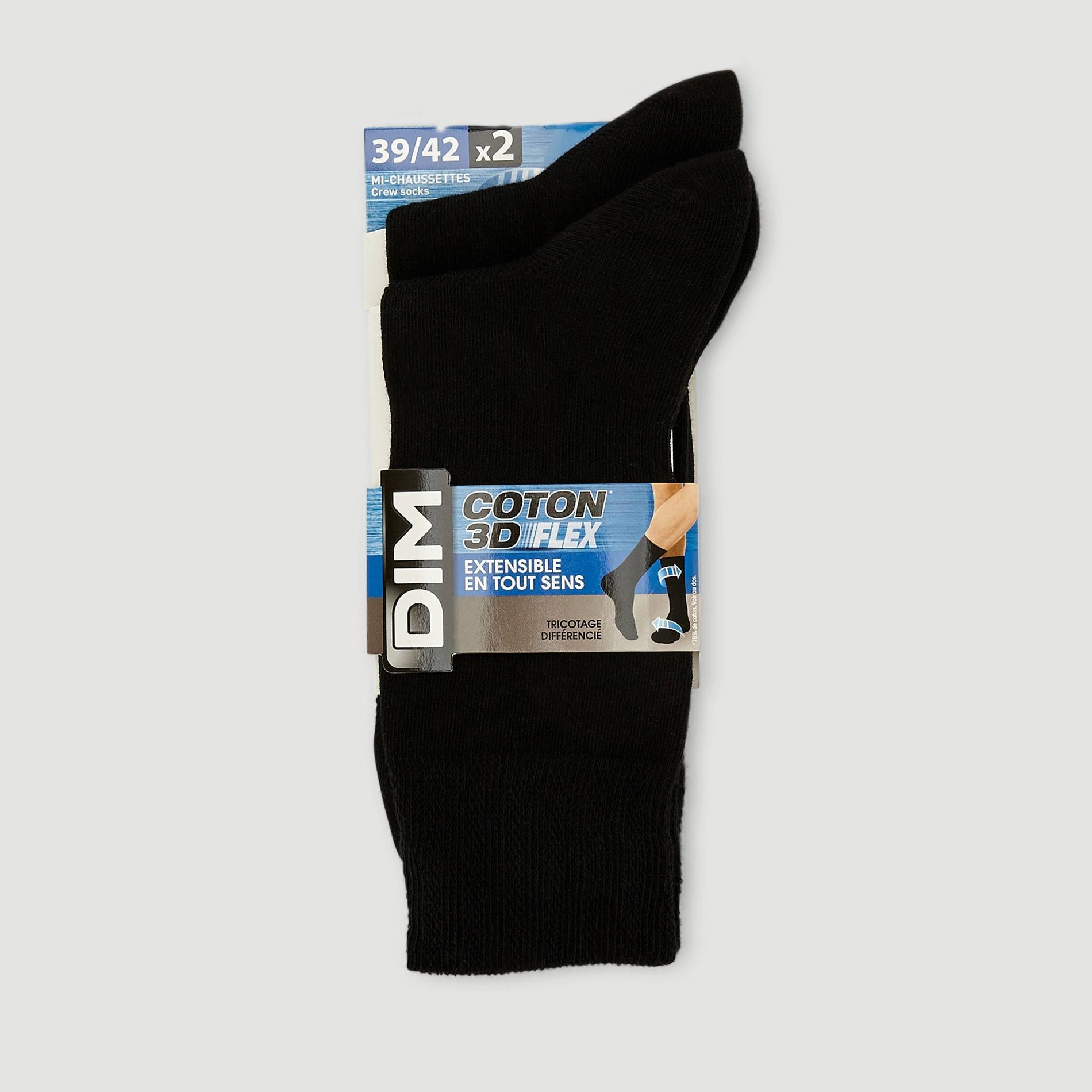 Lot de 2 paires de chaussettes 3D flex - DIM, Noir, large image number 0
