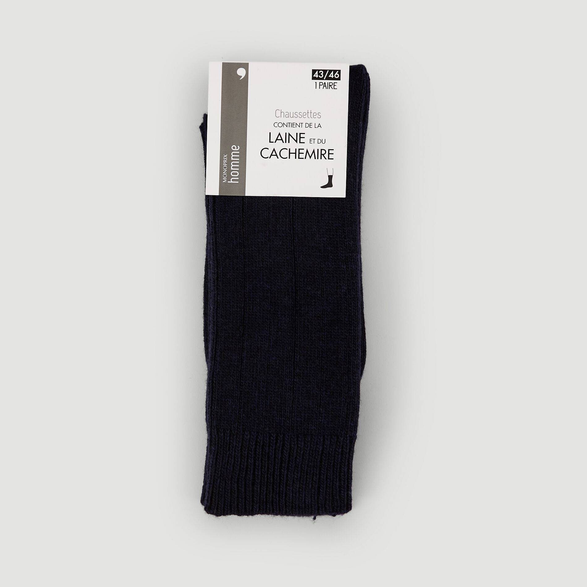 Paire de chaussette contenant du cachemire, Marine, large image number 0.0