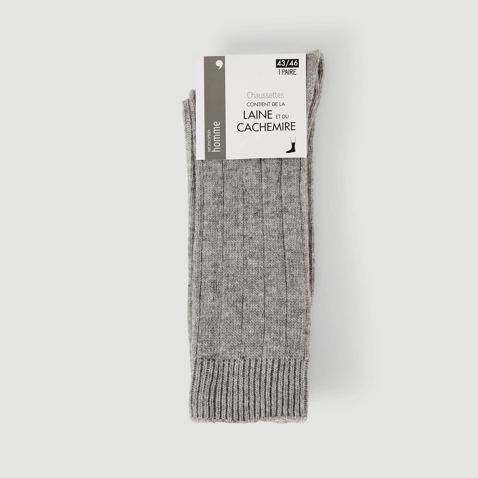 Paire de chaussette contenant du cachemire, Gris, large image number 0
