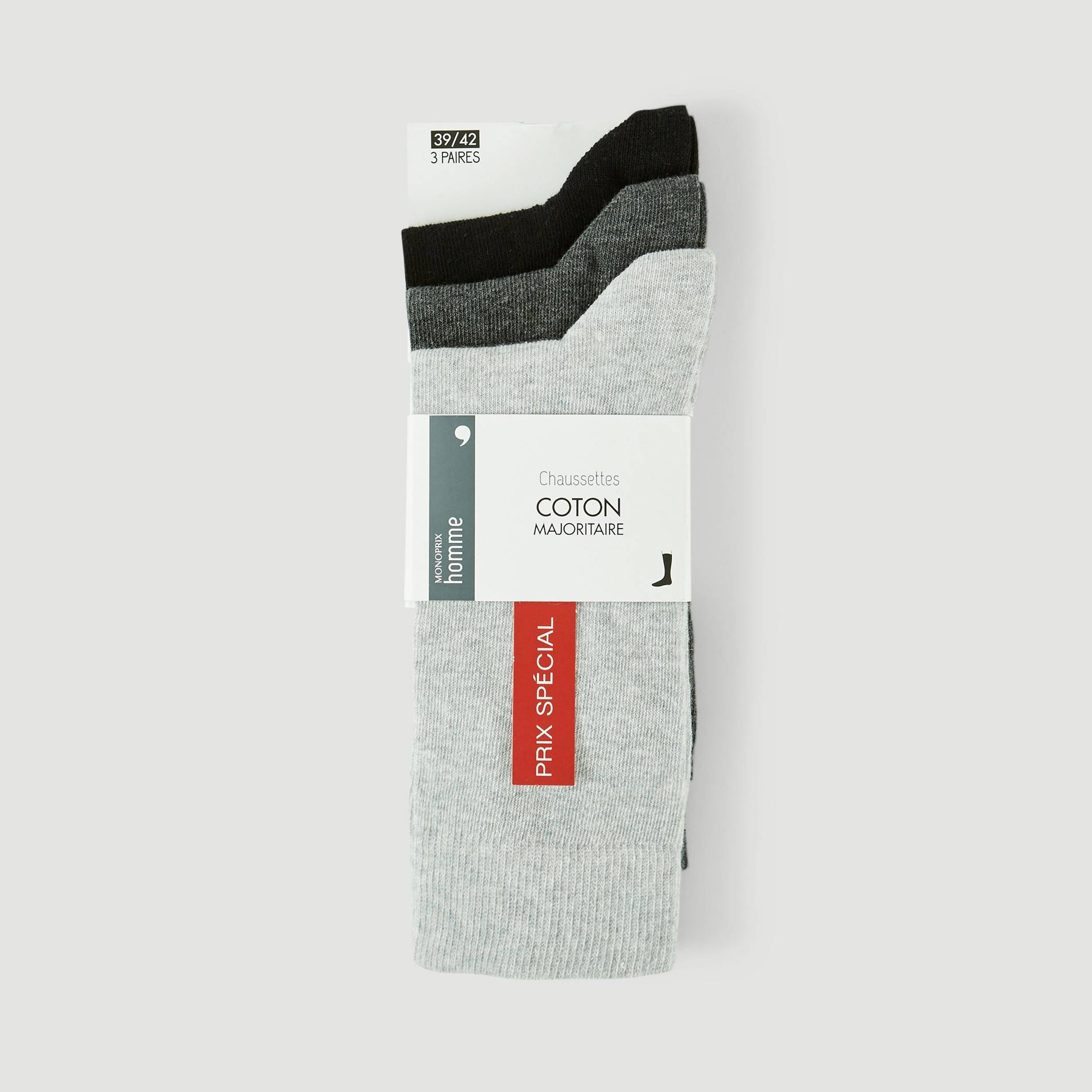Lot de 3 paires de chaussettes en coton, Multicolore, swatch image