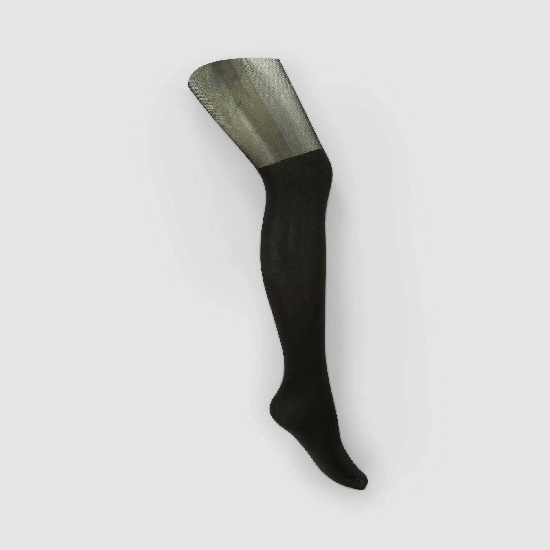 Collants effet cuissarde unie, Noir, large image number 1
