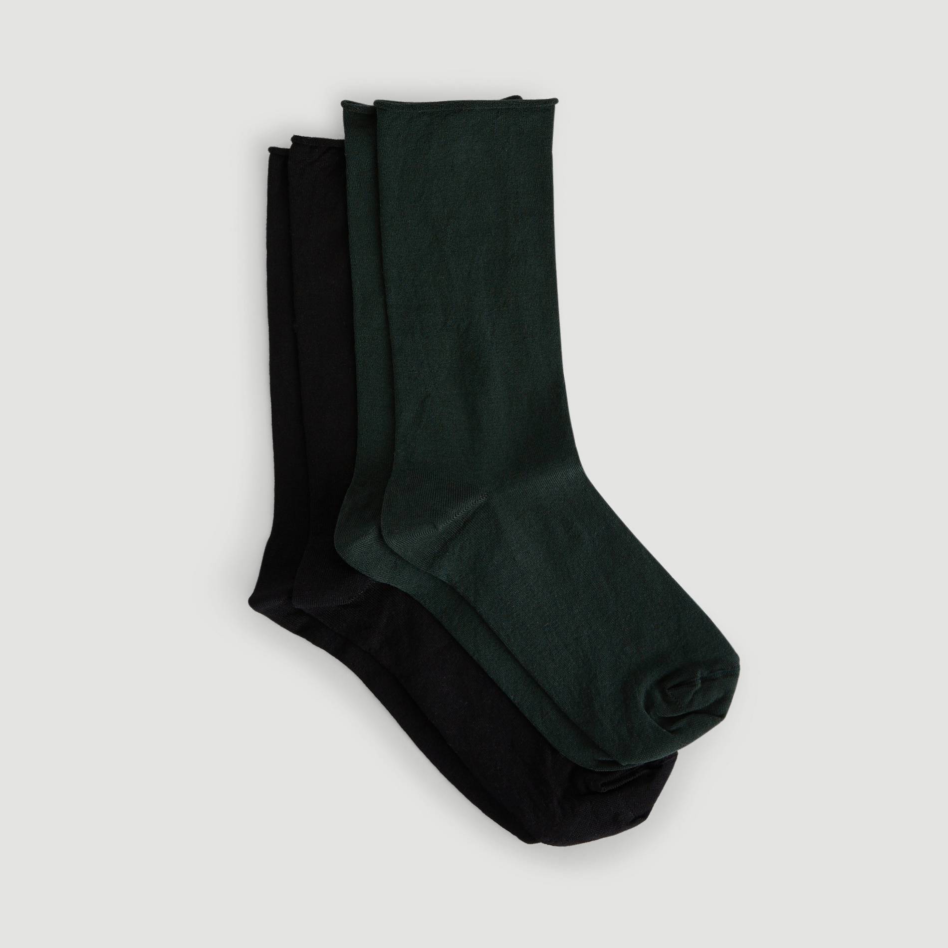 Lot de 2 paires de chaussettes en fil d'&eacute;cosse, Vert clair, large image number 0