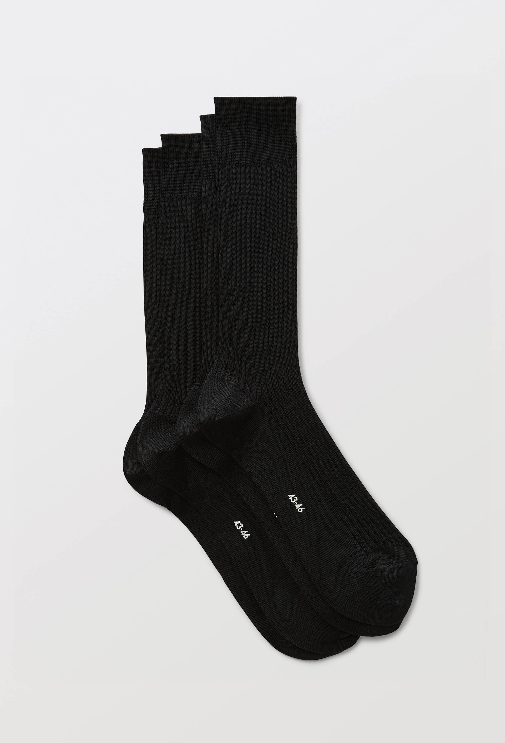 Lot de 2 paires de chaussettes &agrave; cotes en laine, Marine, large image number 0
