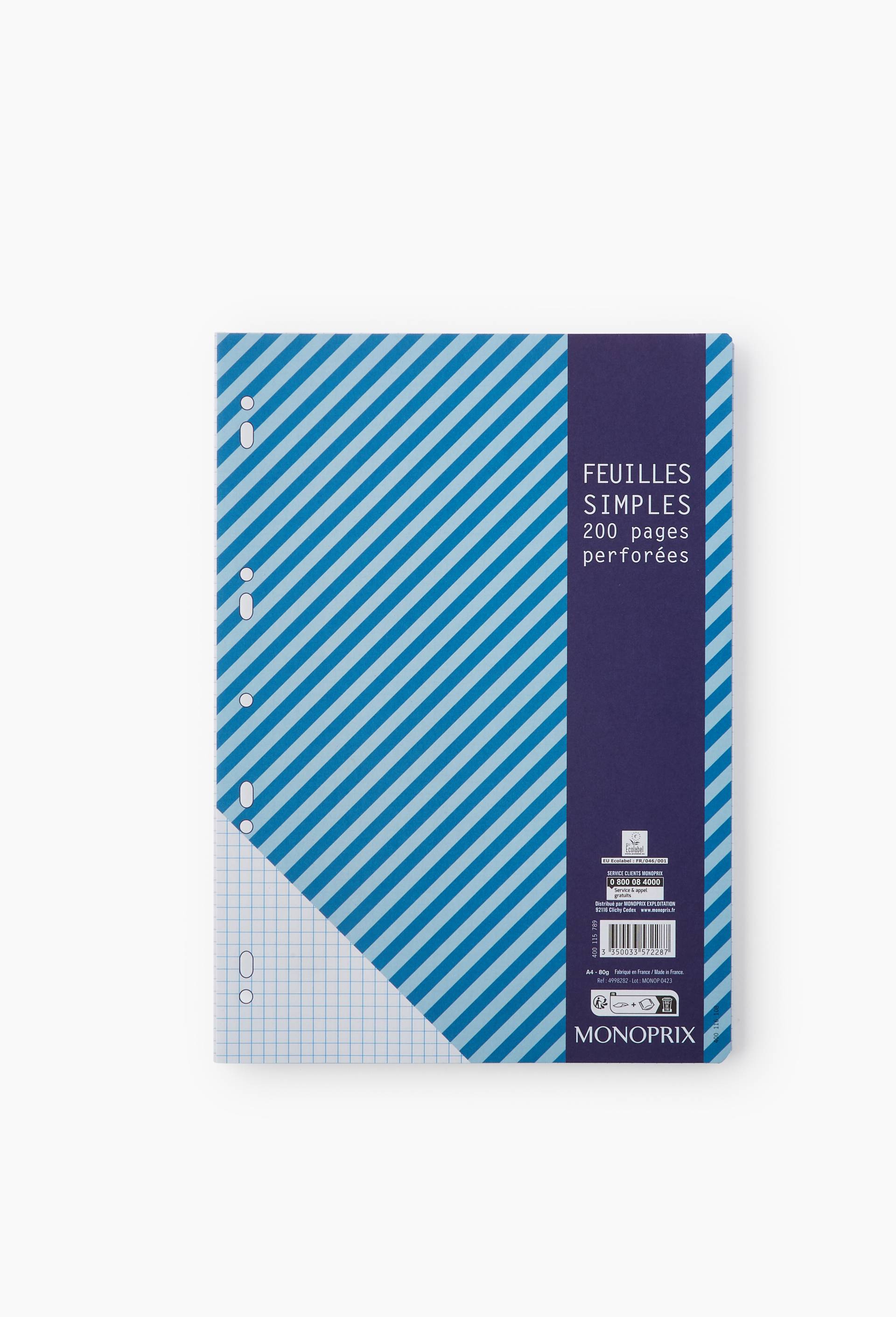 200 feuilles simples, A4, petits carreaux, 80gr/m&Acirc;&sup2;, , large image number 0
