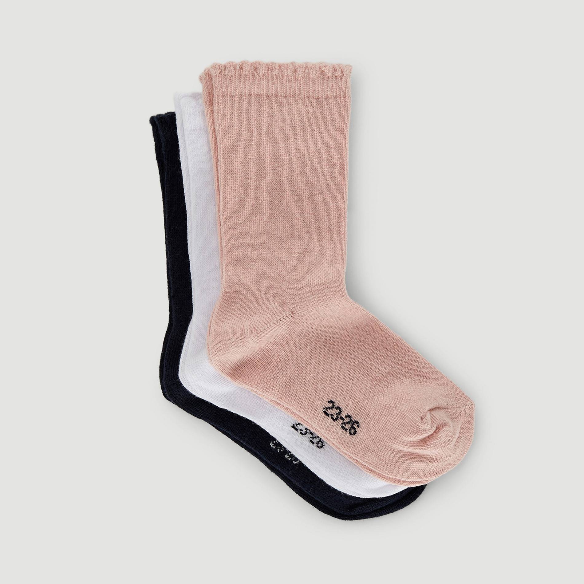 Lot de 3 paires de chaussettes bord cocotte, Vieux rose, large image number 1