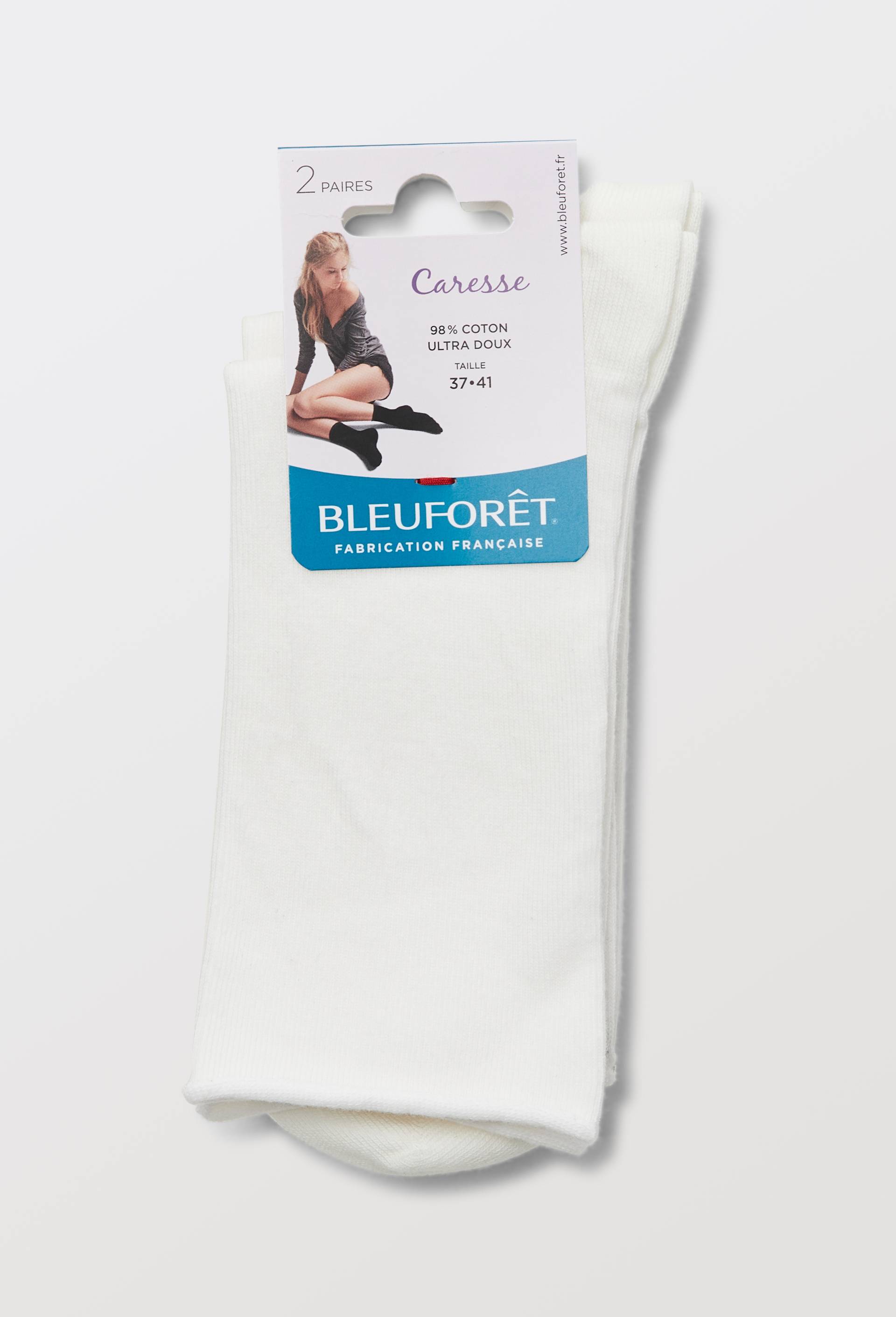 Lot de 2 paires de chaussettes en coton Bleufor&ecirc;t, Blanc, large image number 2.0
