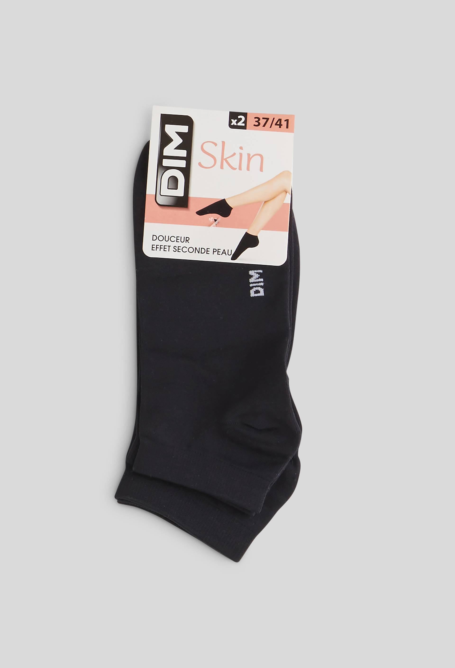 Lot de 2 paires de socquettes toucher doux DIM, Noir, large image number 0