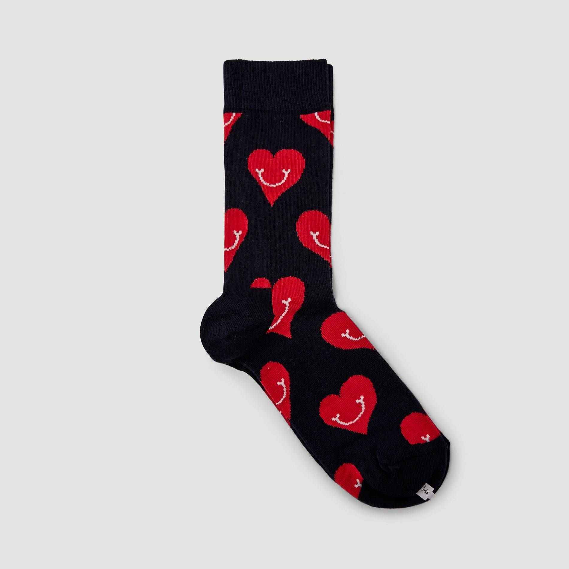 Chaussettes imprimées coeur, Bleu, large image number 1