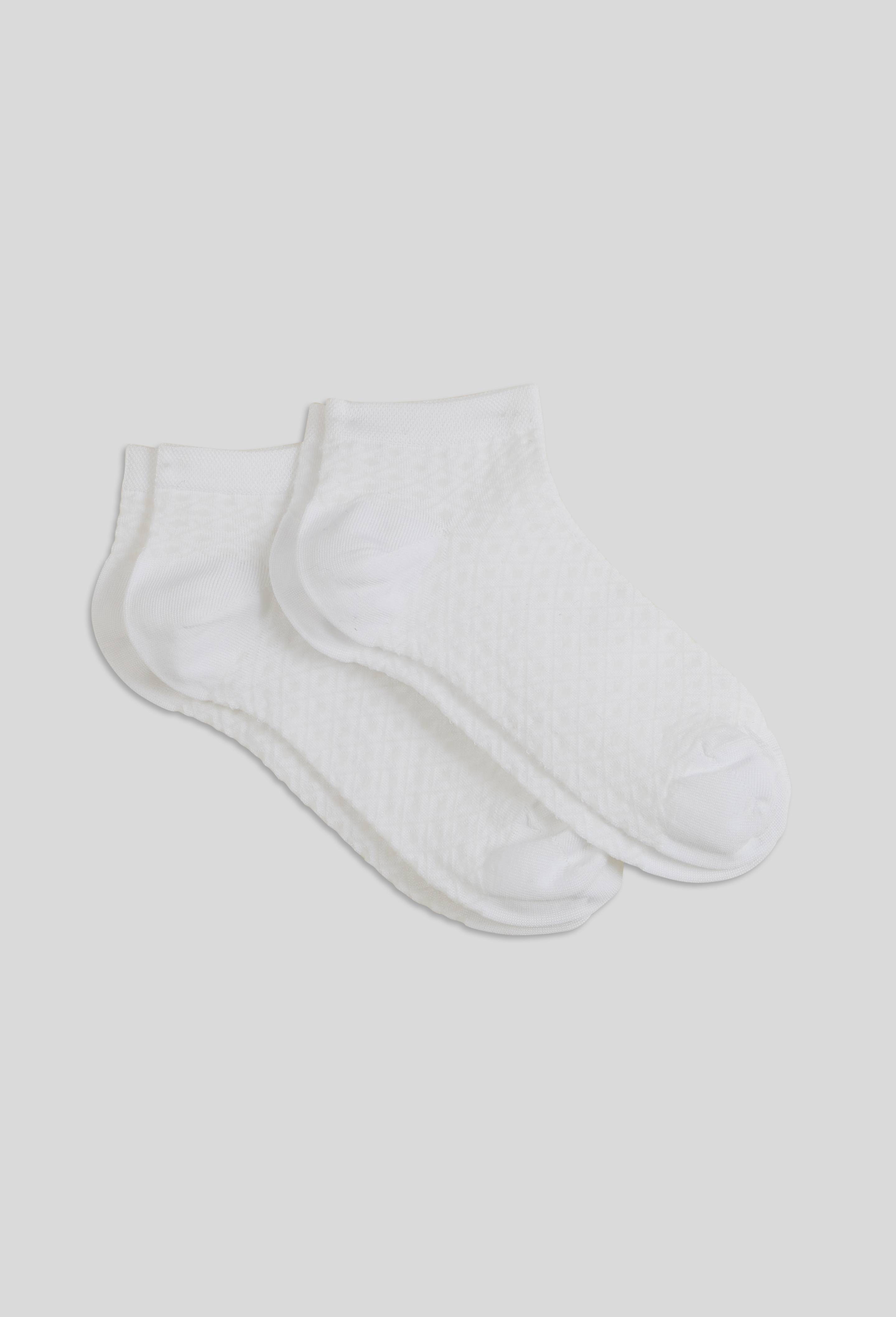 Lot de 2 paires de mini-socquettes fantaisie en fil d'&eacute;cosse, Blanc, large image number 0
