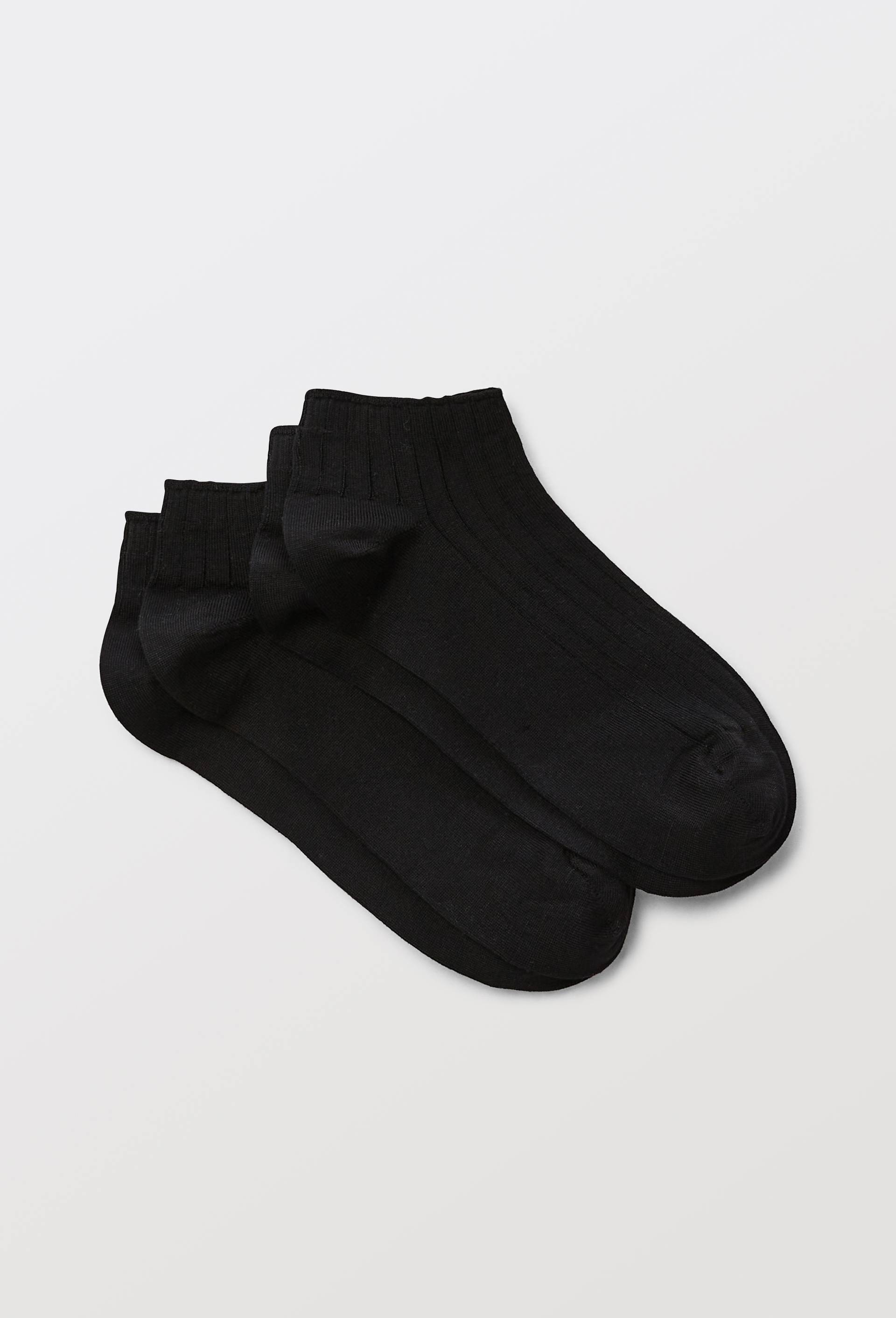 Lot de 2 paires de mini-socquettes fantaisie &agrave; rayures en fil d'&eacute;cosse, Noir, swatch image