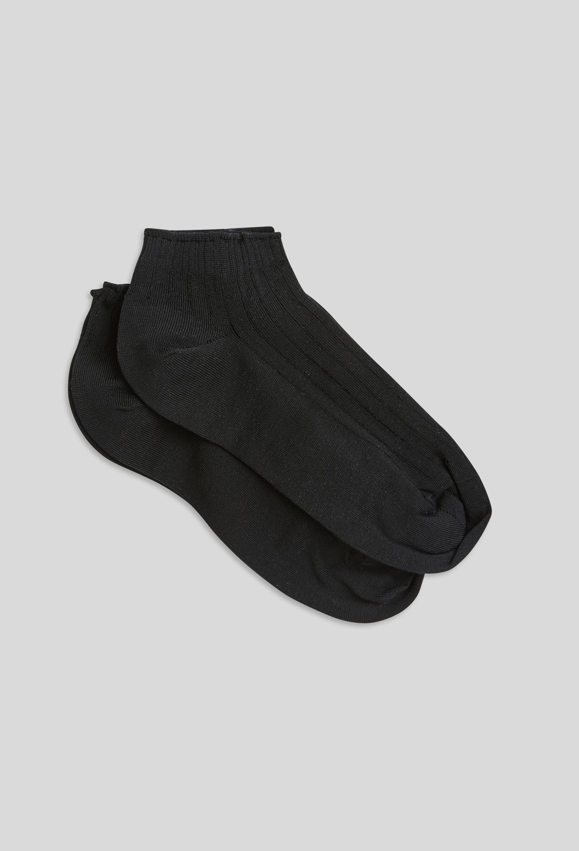Lot de 2 paires de mini-socquettes fantaisie à rayures en fil d'écosse, Noir, swatch image