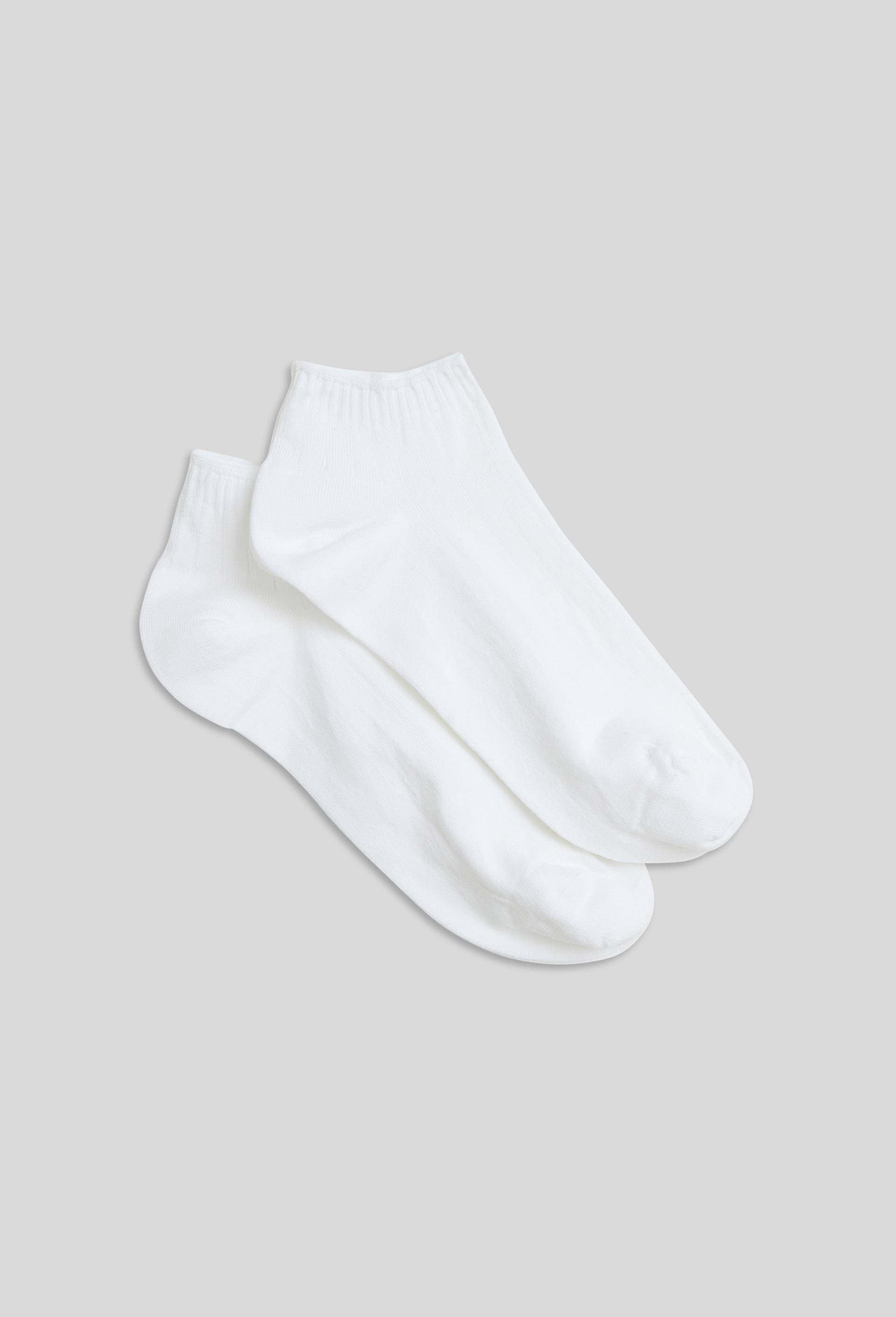 Lot de 2 paires de mini-socquettes fantaisie &agrave; rayures en fil d'&eacute;cosse, Blanc, large image number 0