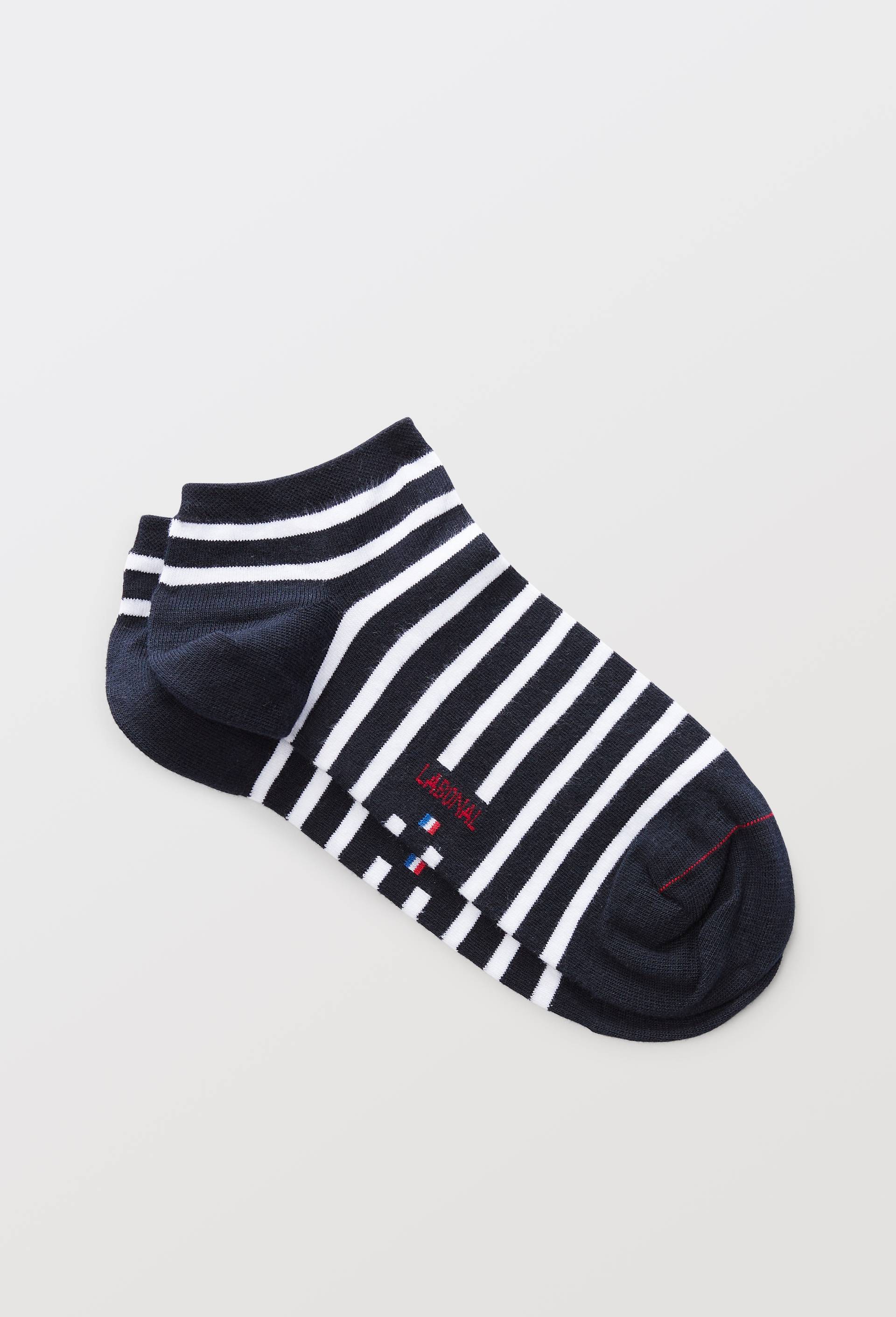Paire de mini-socquettes ray&eacute;es en coton LABONAL, Bleu fonc&eacute;, swatch image