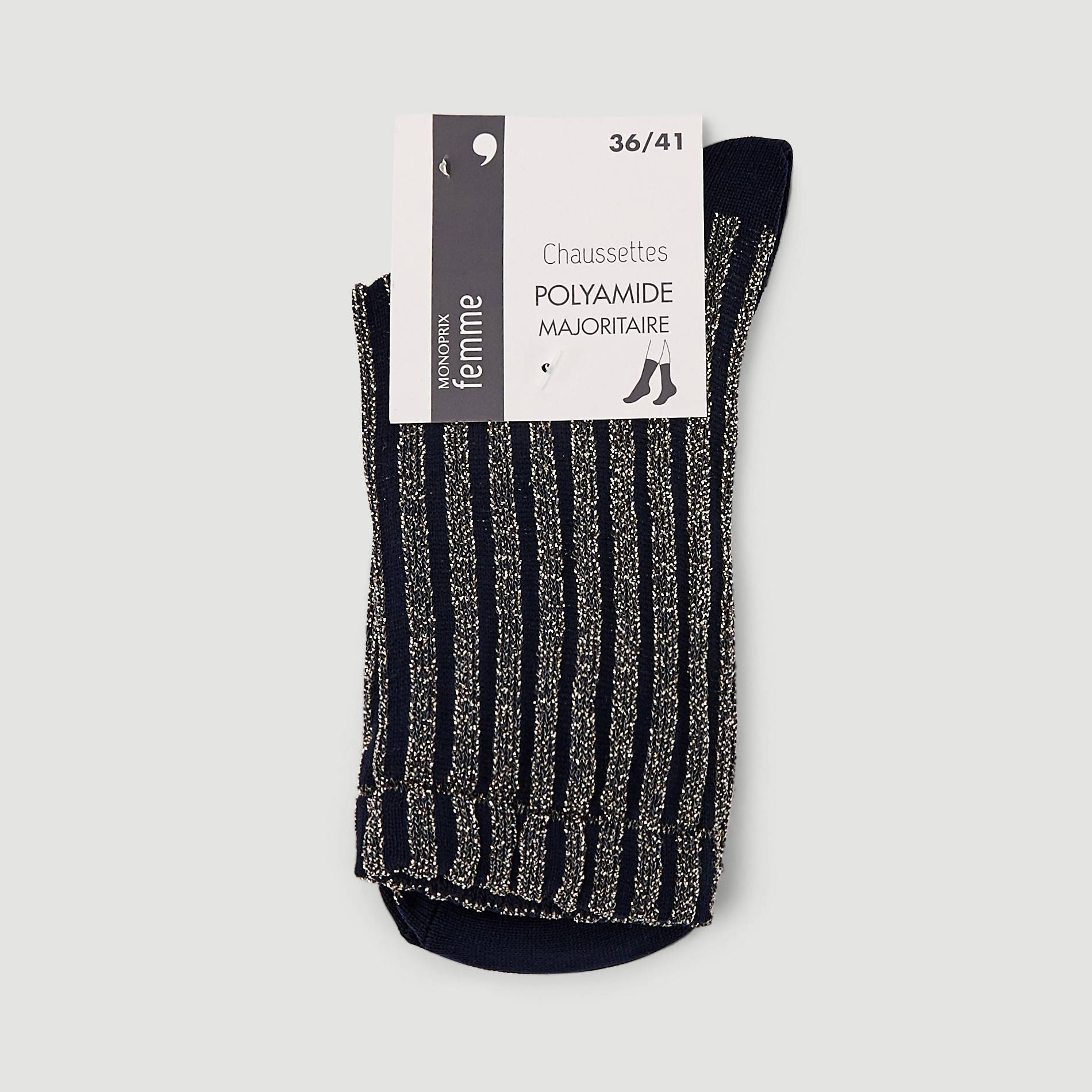 Chaussettes imprimées rayures, Marine, large image number 0