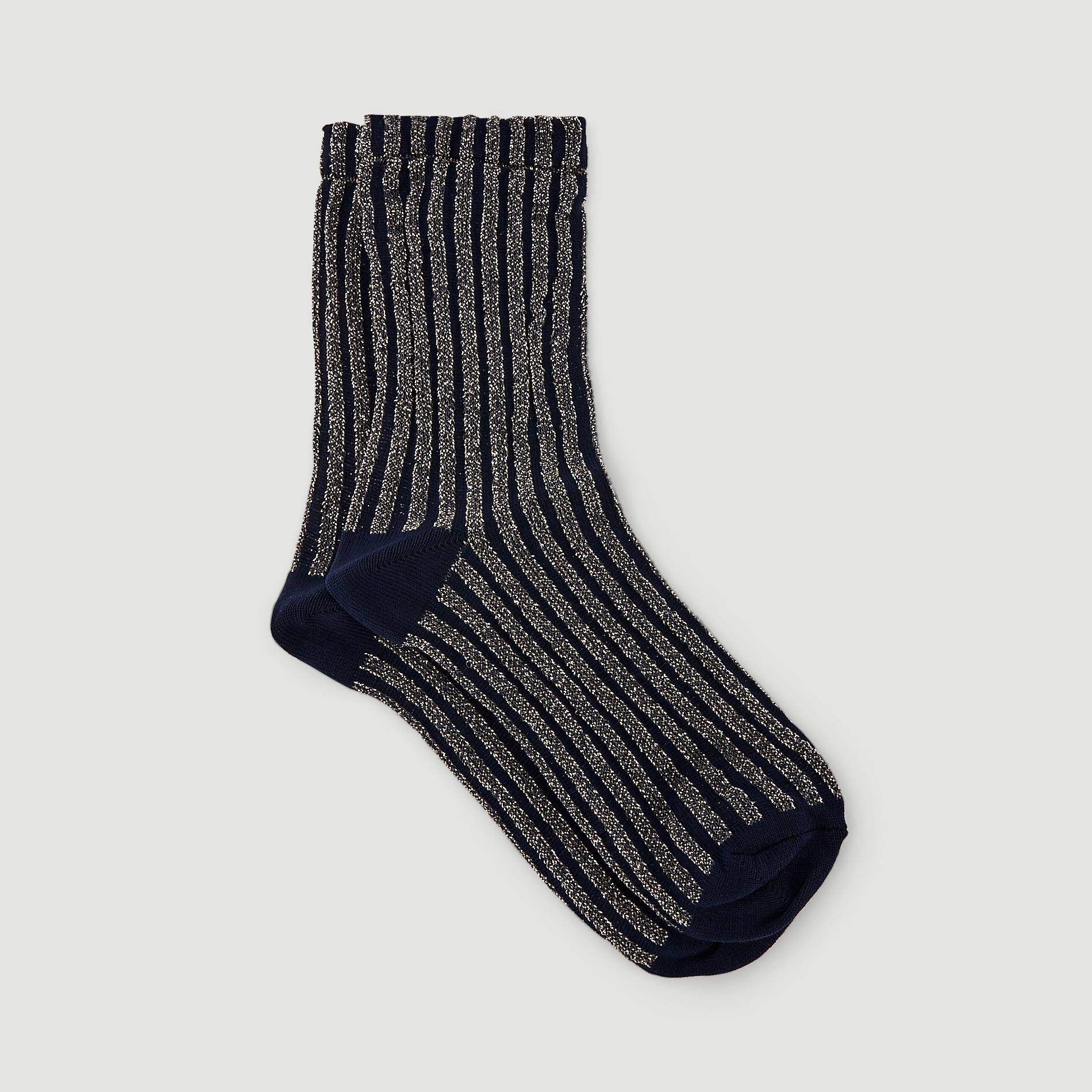 Chaussettes imprimées rayures, Marine, large image number 1