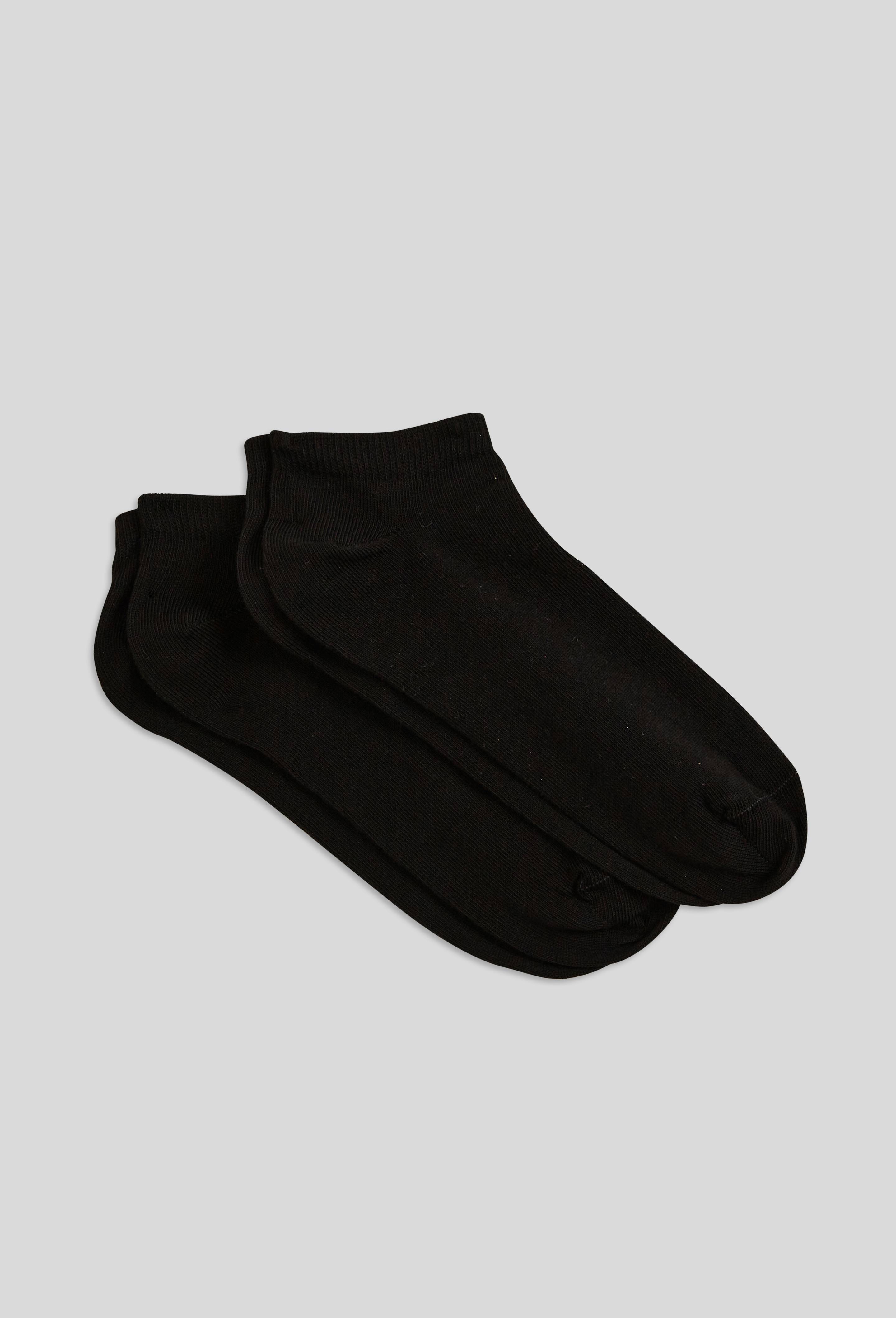 Lot de 2 paires de mini-socquettes unies en coton, Noir, large image number 0