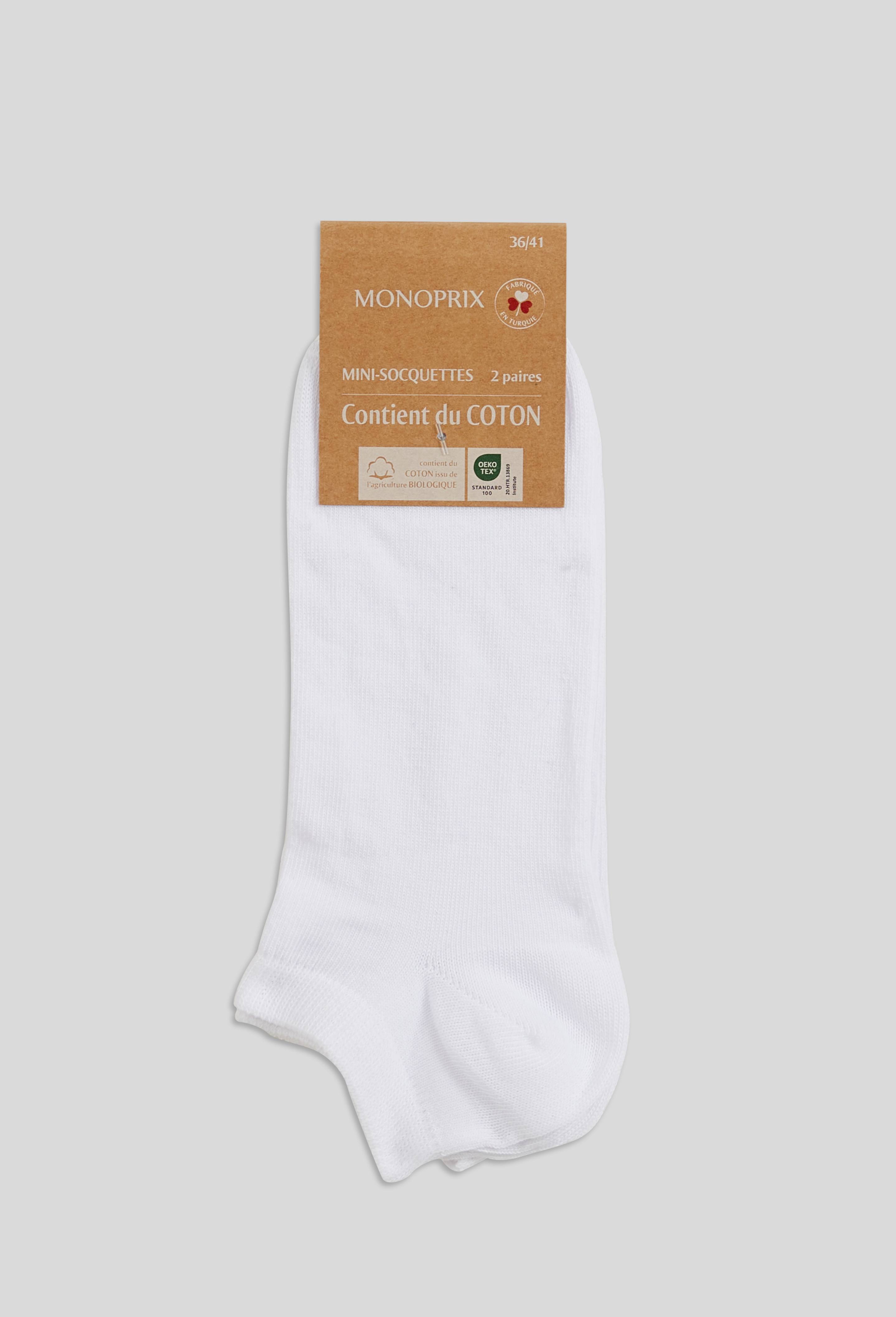 Lot de 2 paires de mini-socquettes unies en coton, Blanc, large image number 1