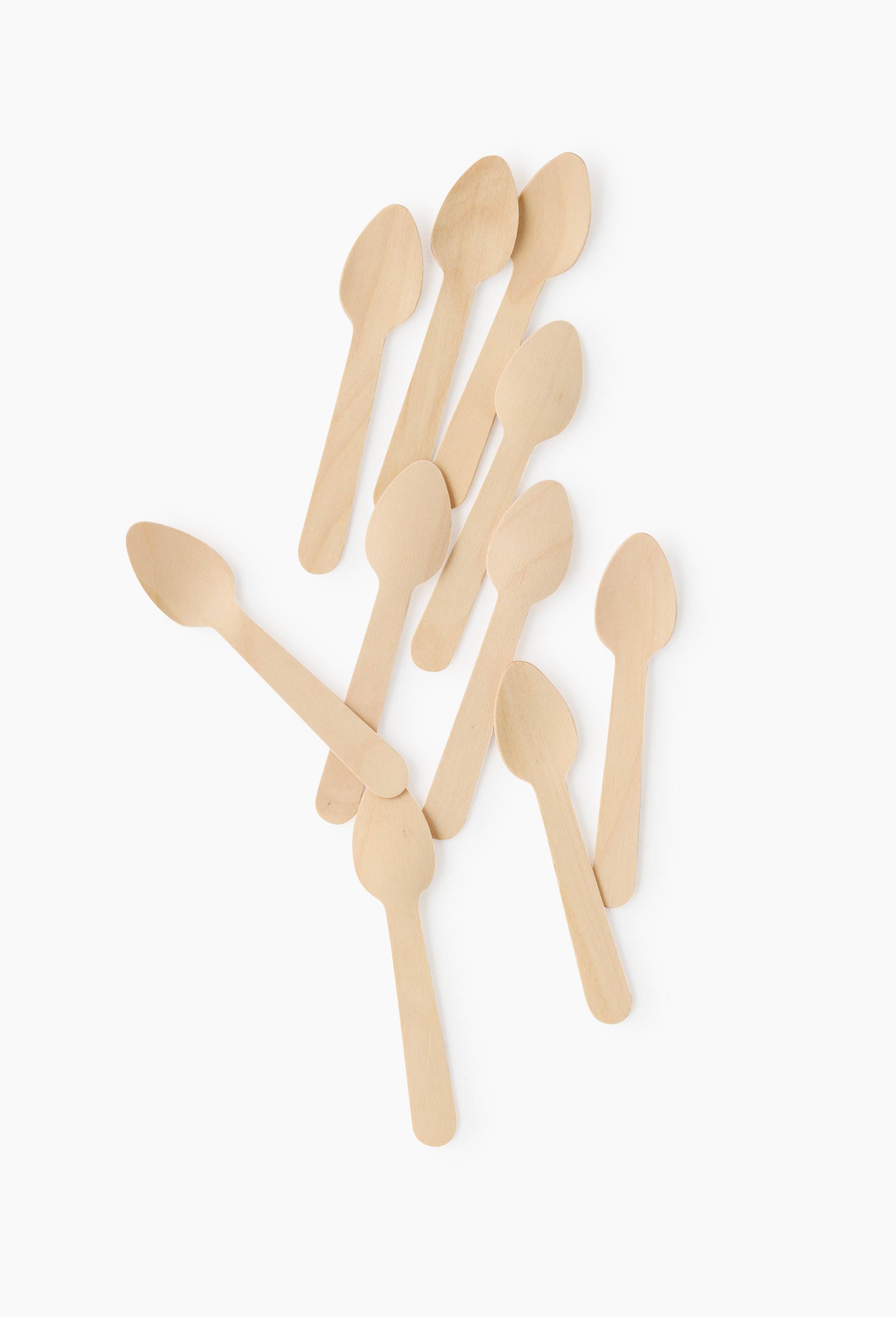 Monoprix Maison - 10 mini cuillères en bois, 10cm