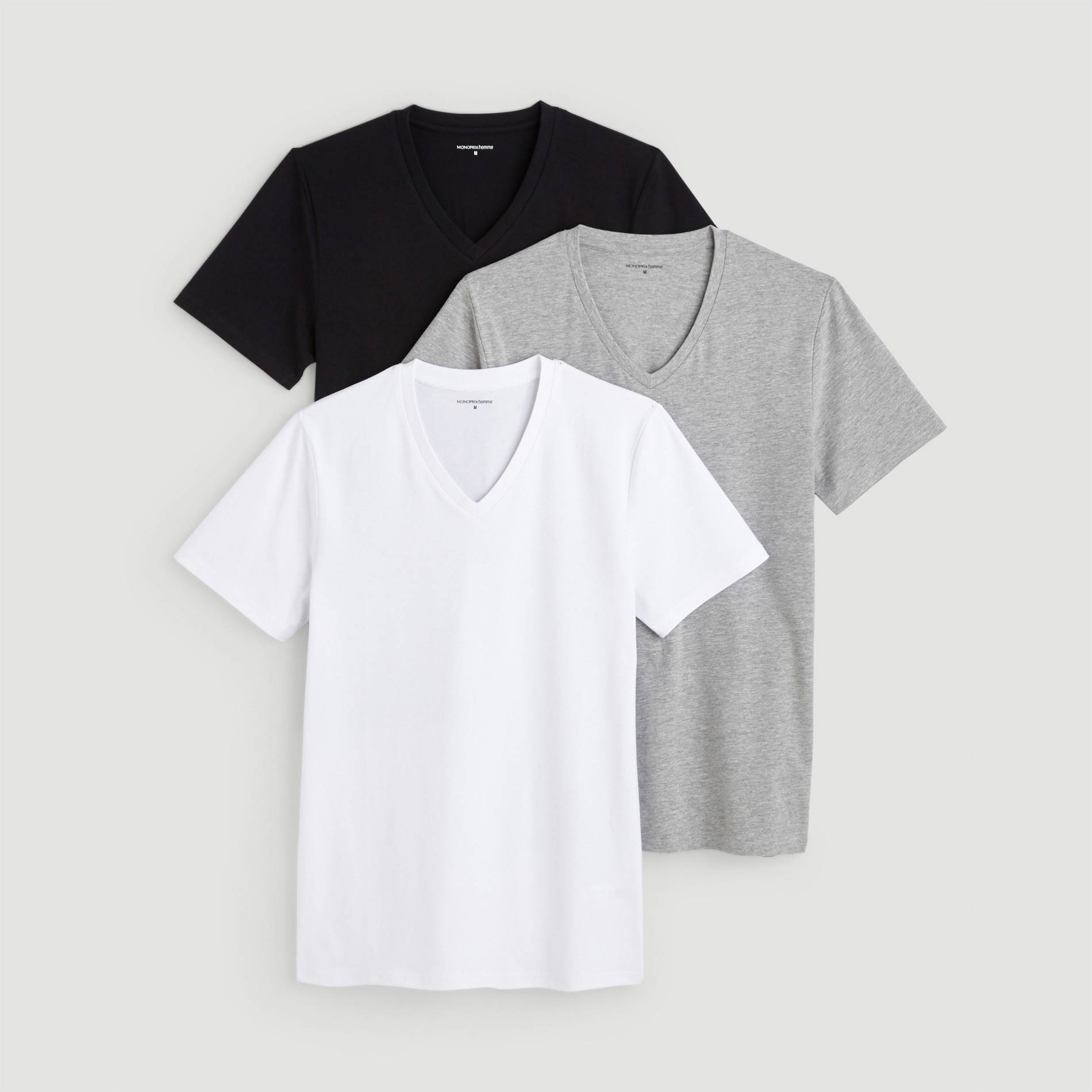 Lot de 3 t-shirt col v, Multicolore, large image number 0