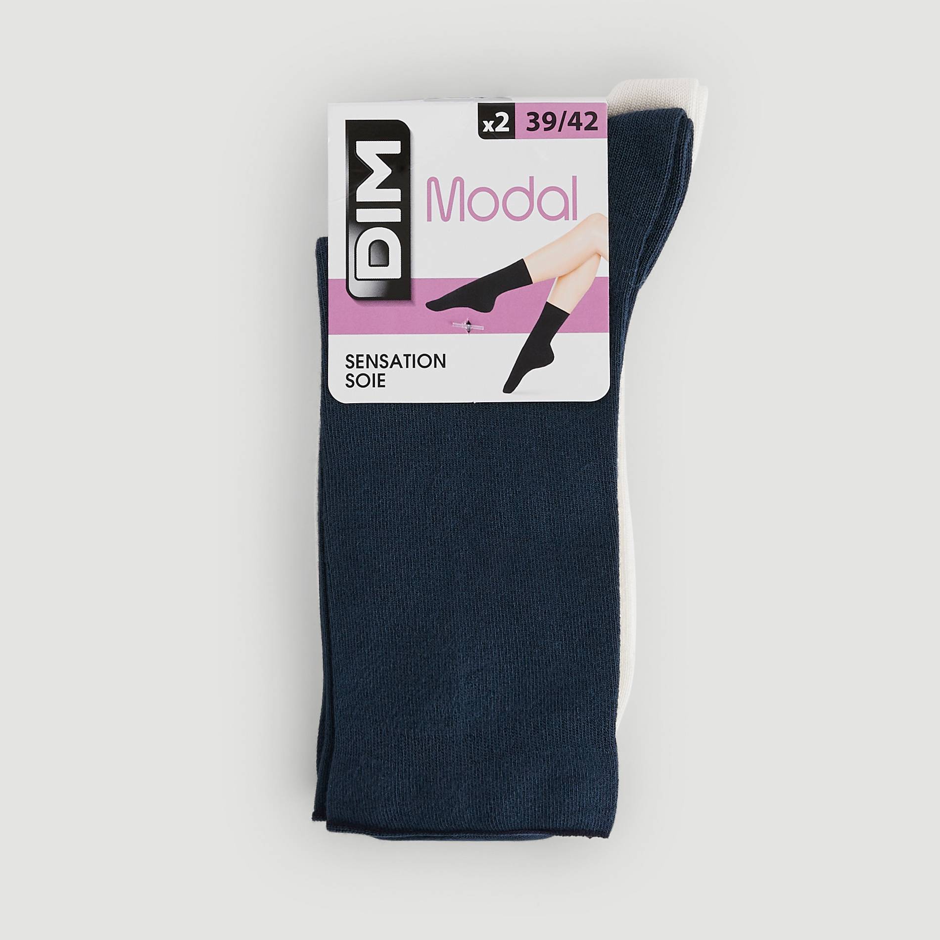 Lot De 2 Chaussettes Mi-bas Dim Modal - Ultra Douces - Coloris Uni - Taille Femme