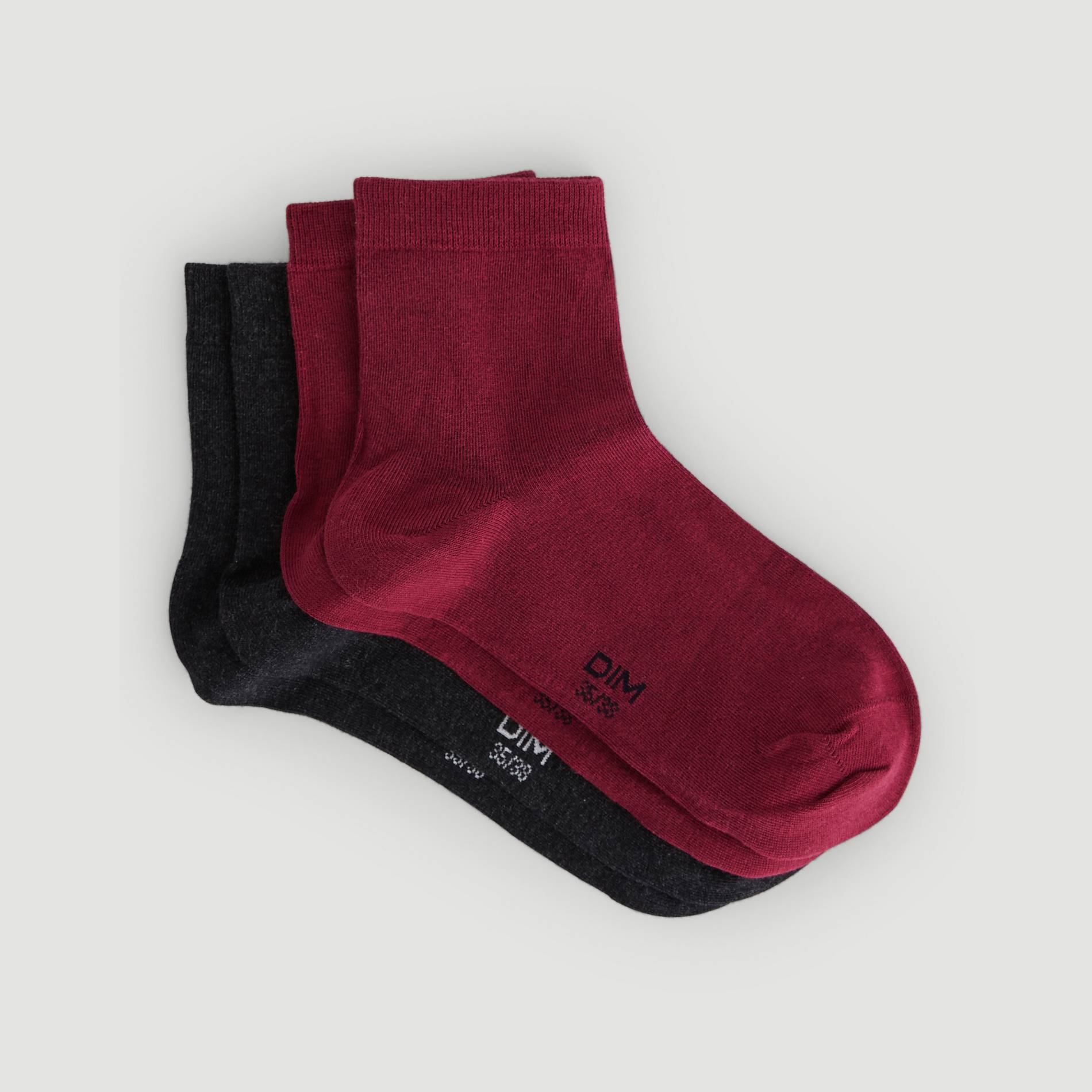 Lot de 2 paires de socquettes en coton DIM, Bordeaux, large image number 1.0