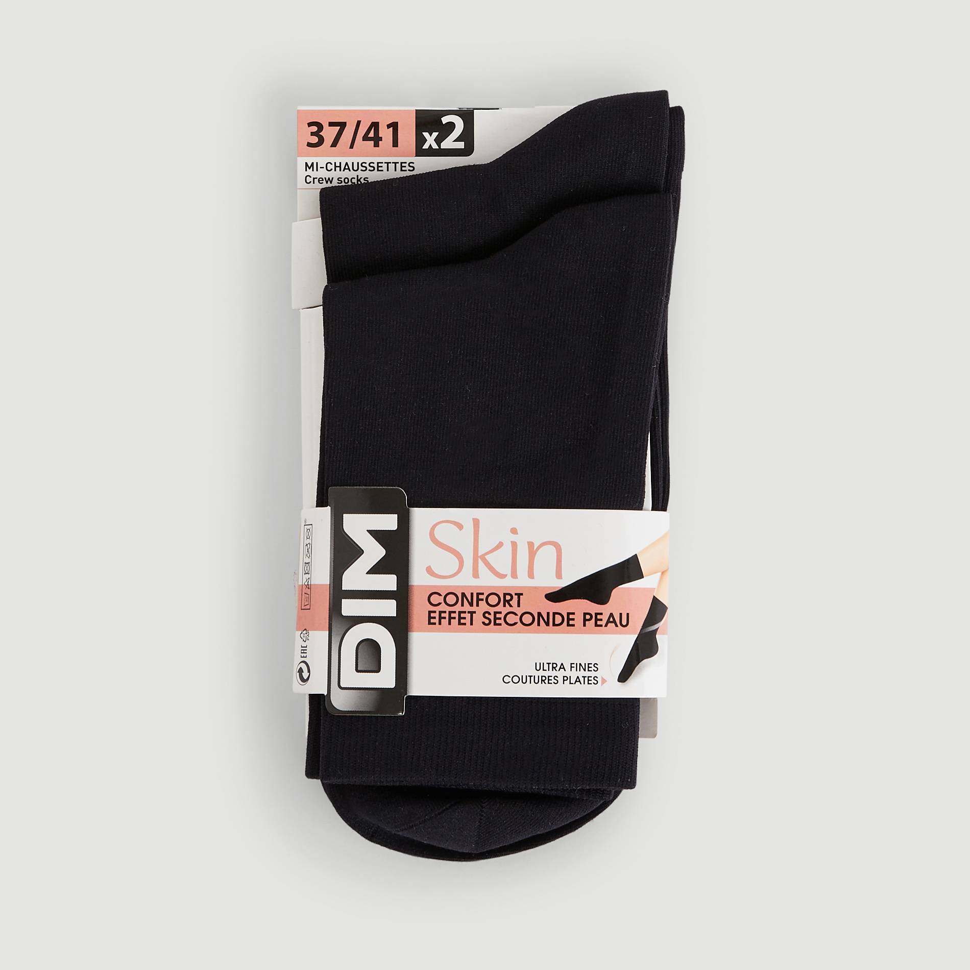 Lot de 2 paires de chaussettes SKIN DIM, Noir, large image number 0