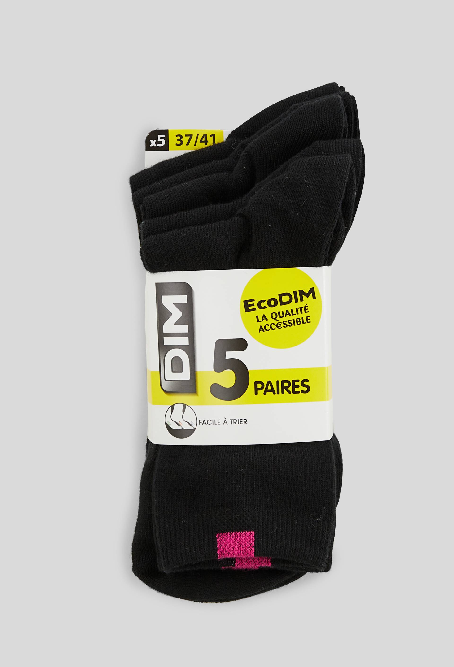 Lot  de 5 paires de chaussettes ECODIM, Noir, large image number 0.0