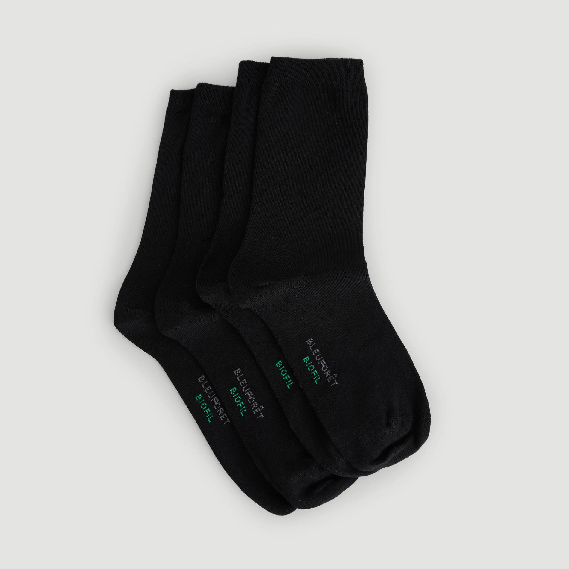 Lot de 2 paires de chaussettes en coton BIO Bleufor&ecirc;t, Noir, large image number 1