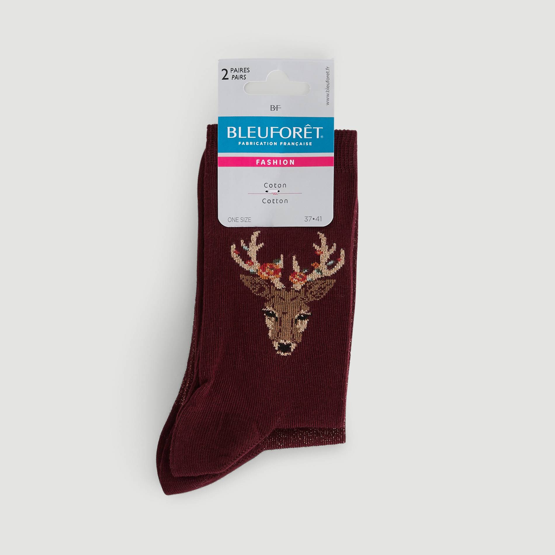 Lot de 2 paires de chaussettes en laine, Bordeaux, large image number 0.0