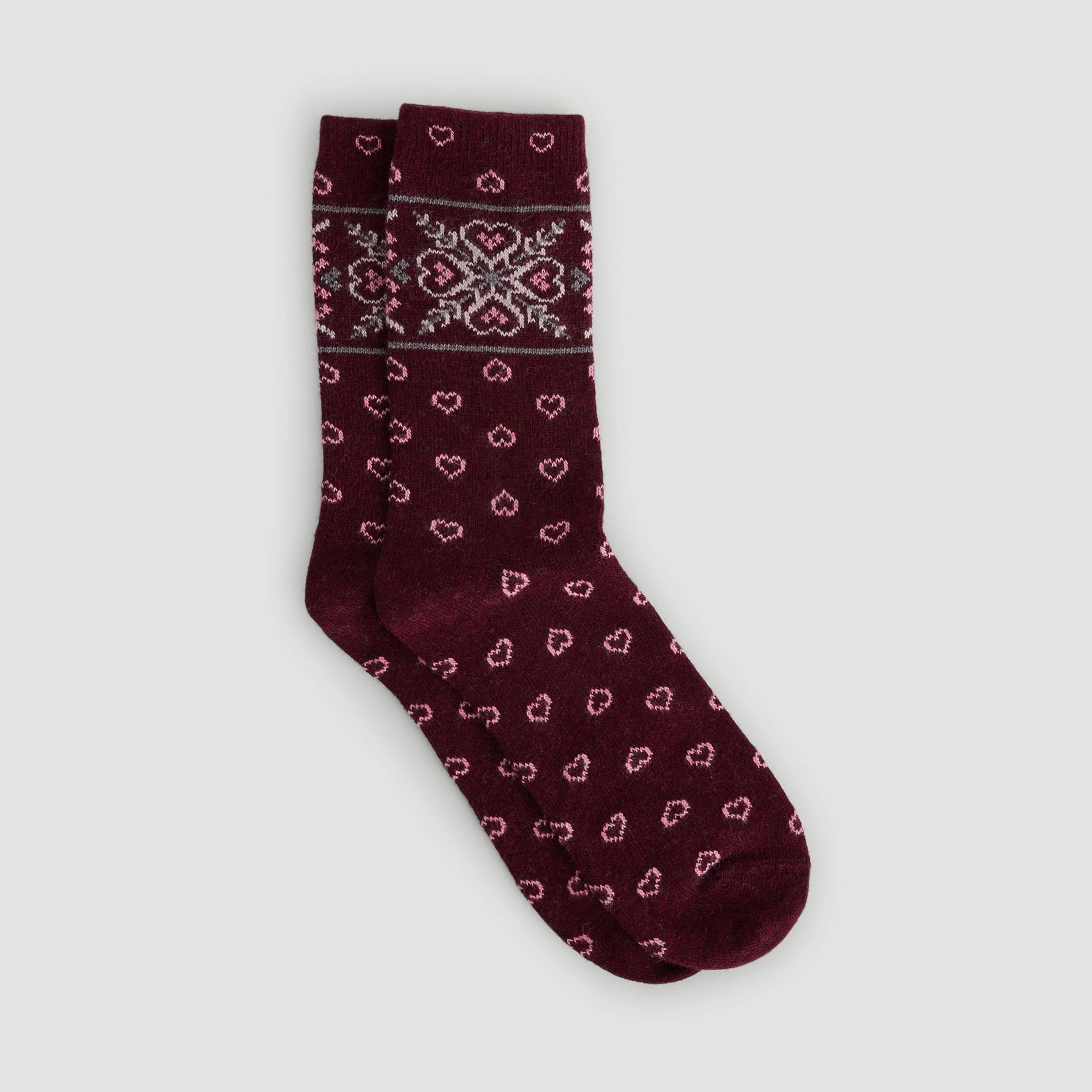 Lot de 2 paires de chaussettes en laine, Bordeaux, large image number 1