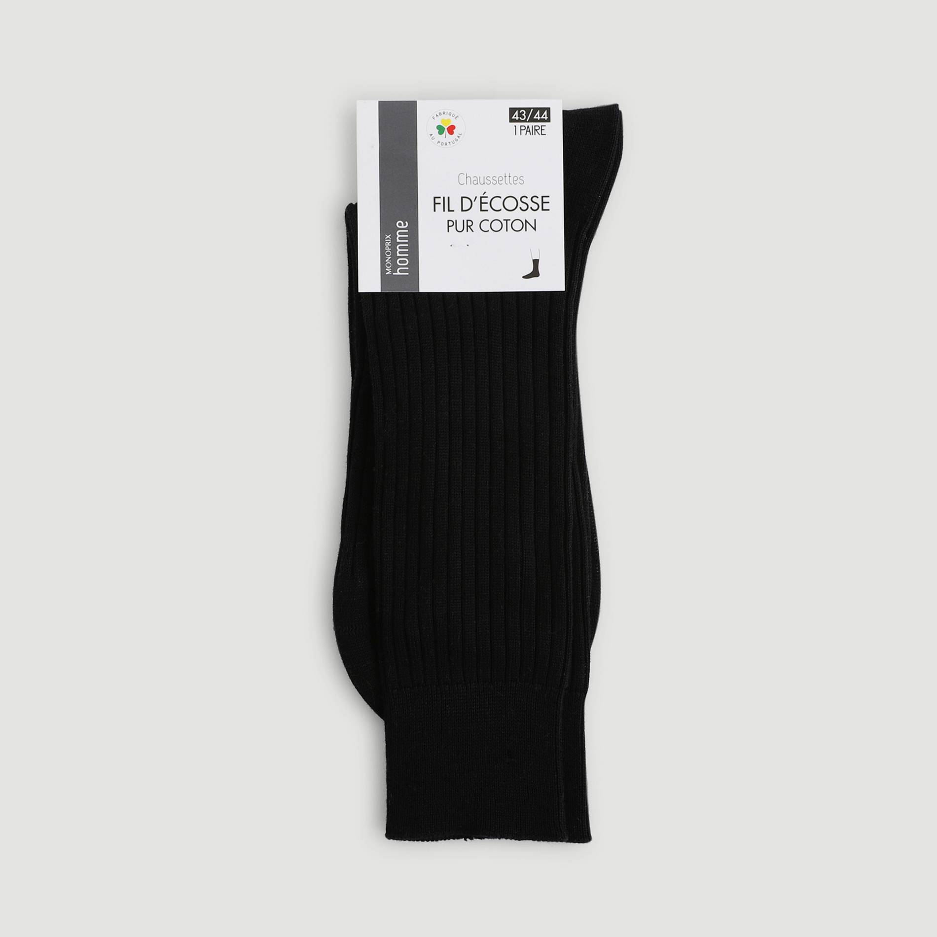 Chaussettes en fil d'écosse, Noir, large image number 0