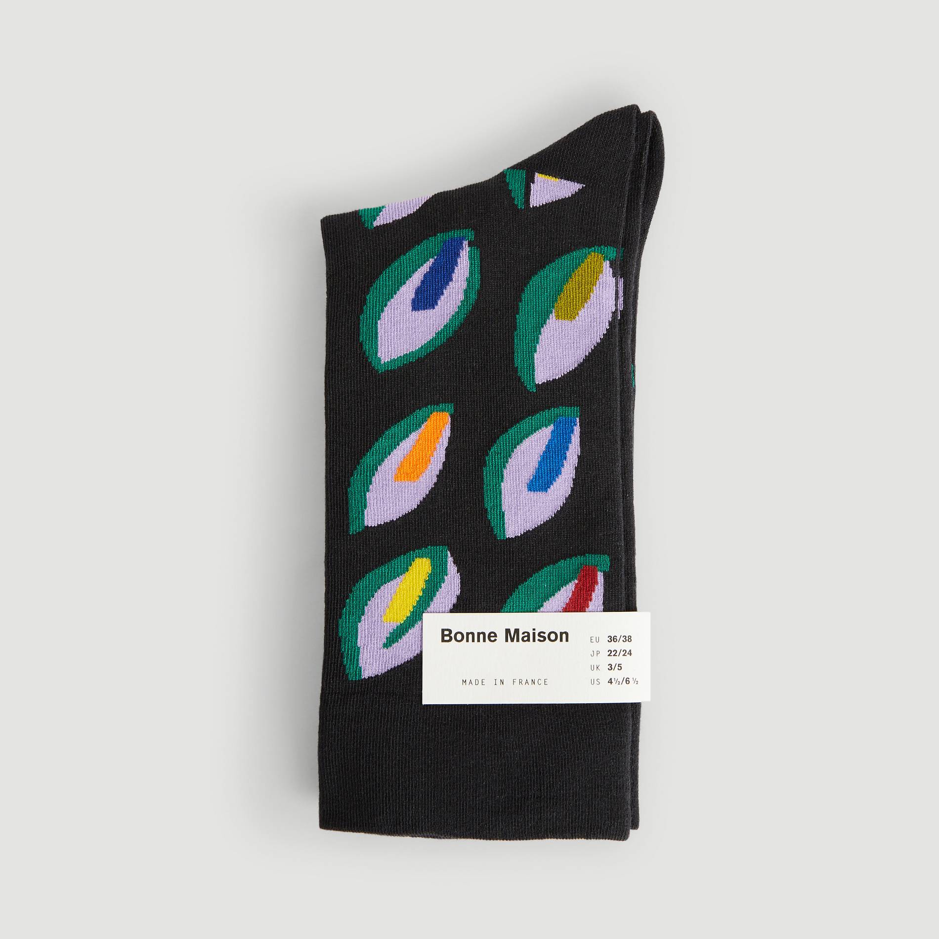 Chaussettes imprimées feuilles, Noir, large image number 0.0