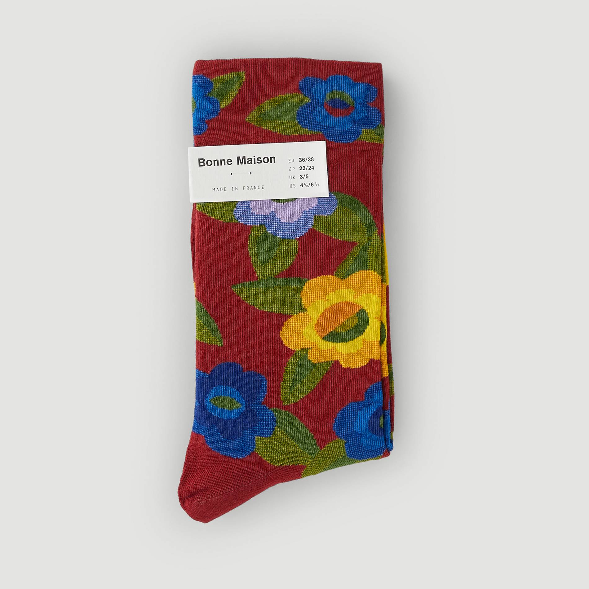 Chaussettes imprimées fleurs, Marron, large image number 0.0